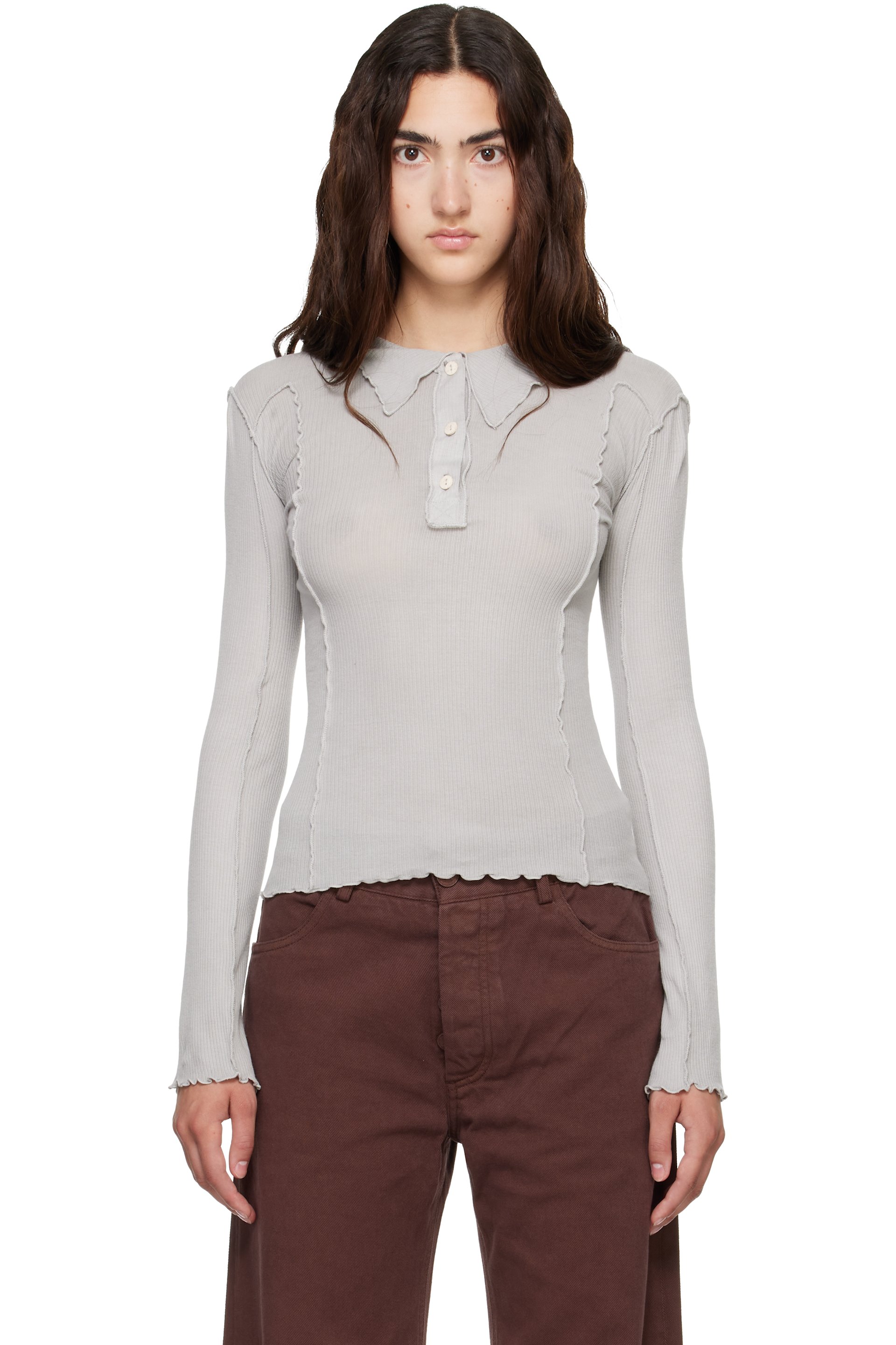 Baserange - Gray Omato Long Sleeve Polo