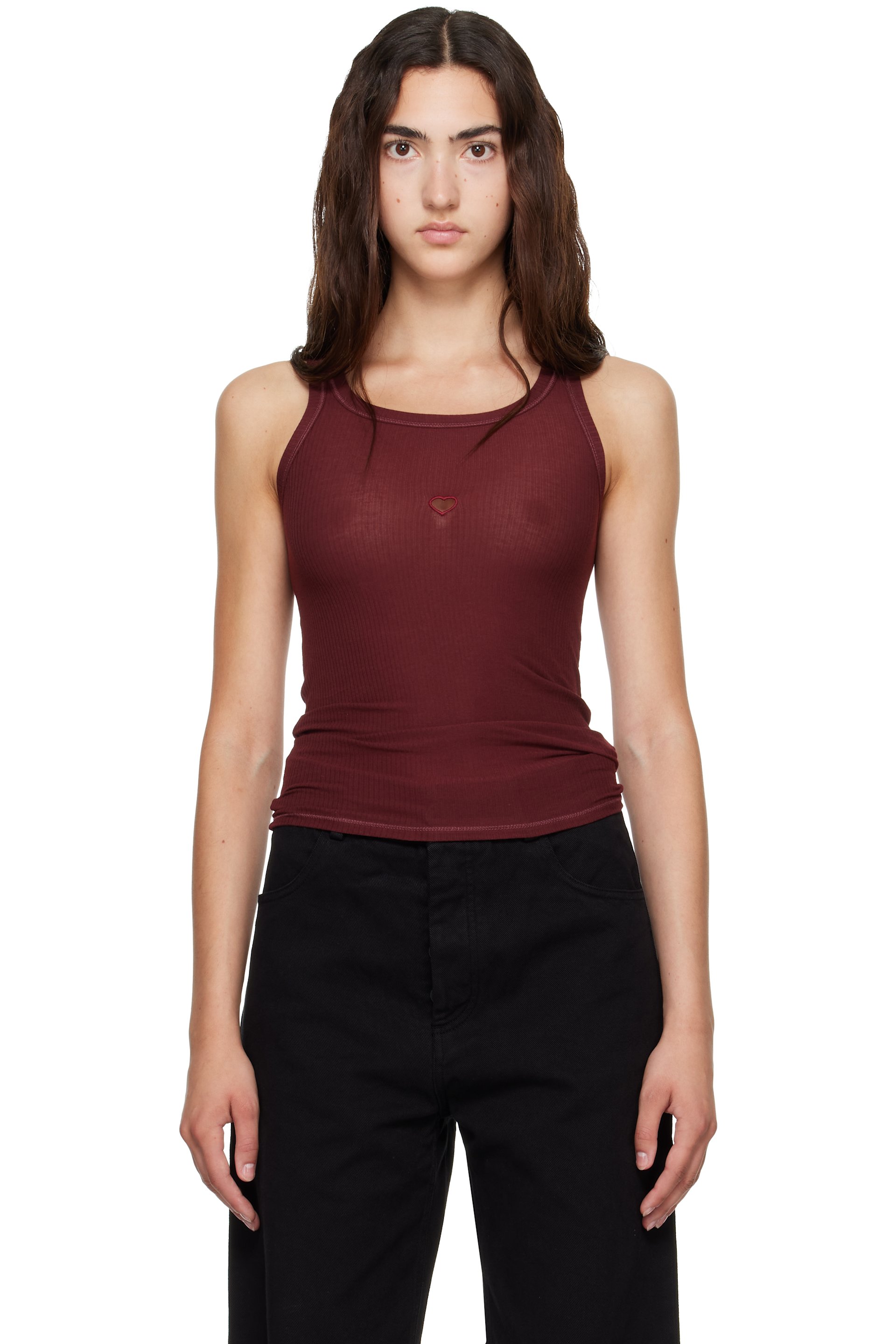 Baserange - Burgundy Heart Tank Top