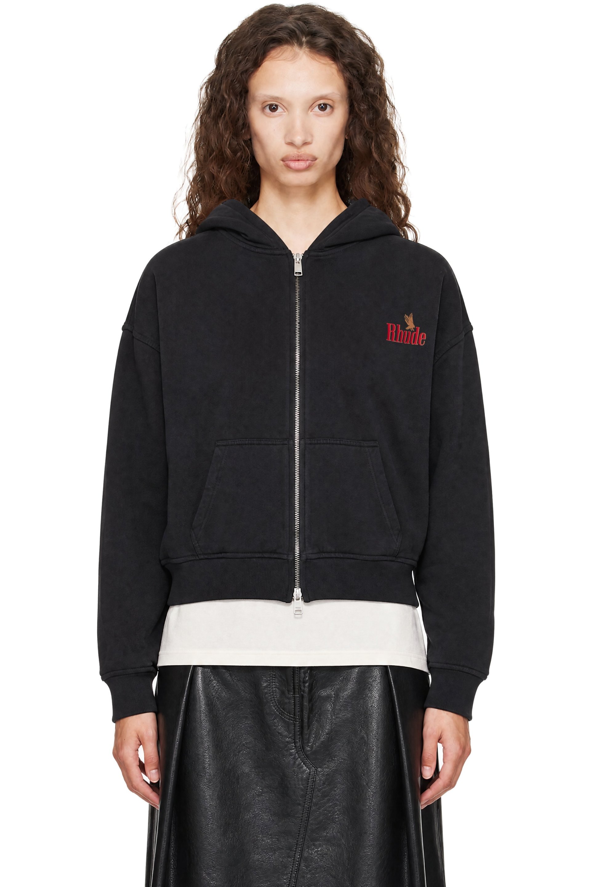 Rhude - Black 'Rhude American Spirit' Zip-Up Hoodie