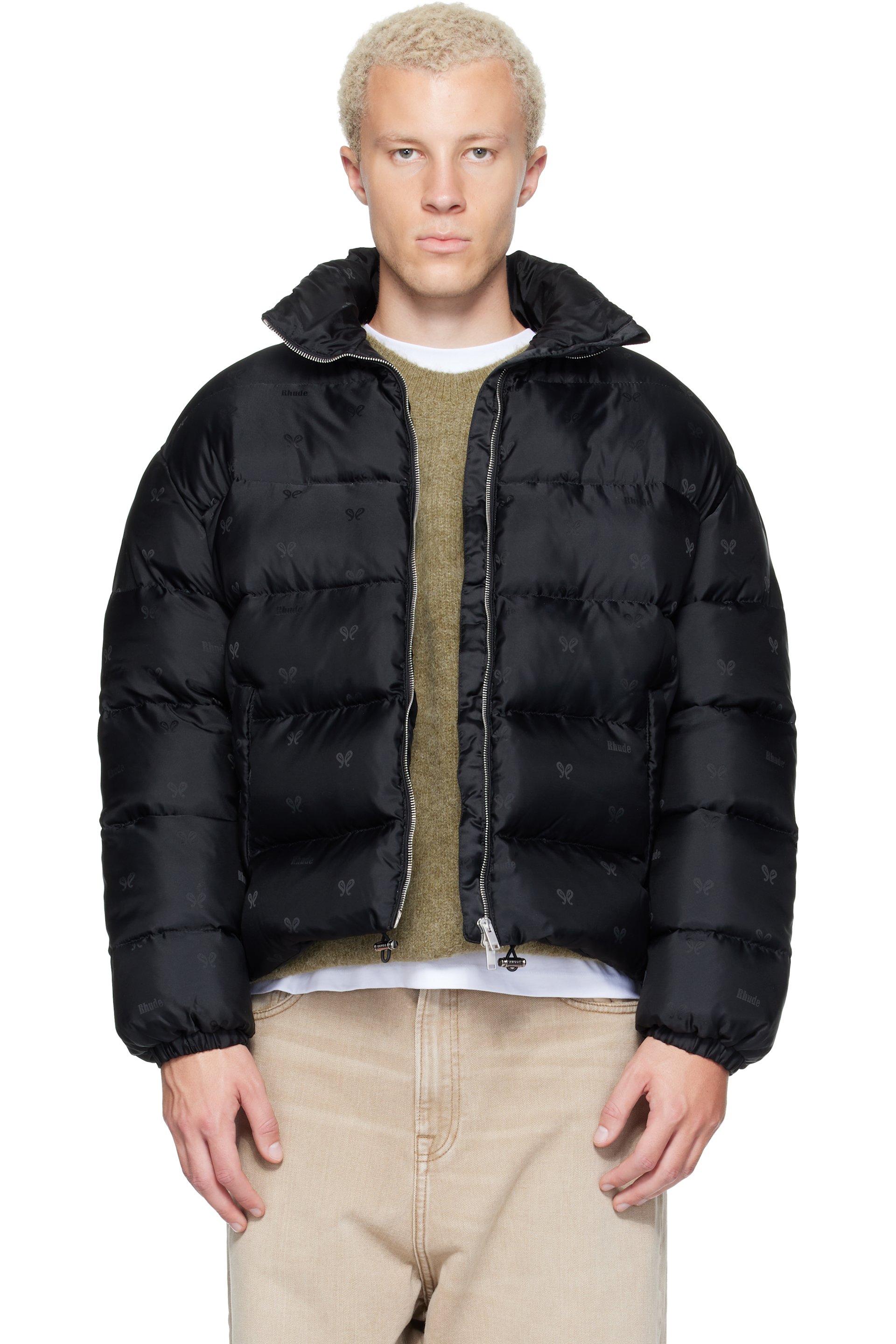 Rhude - Black Paisley Jacquard Down Puffer Jacket
