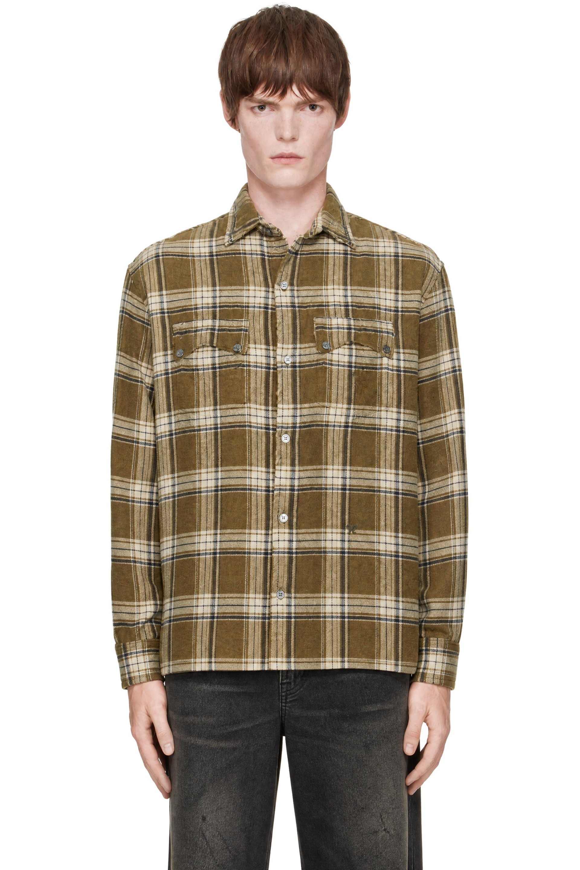 Rhude - Green Aviabi Cargo Long Sleeve Flannel Shirt