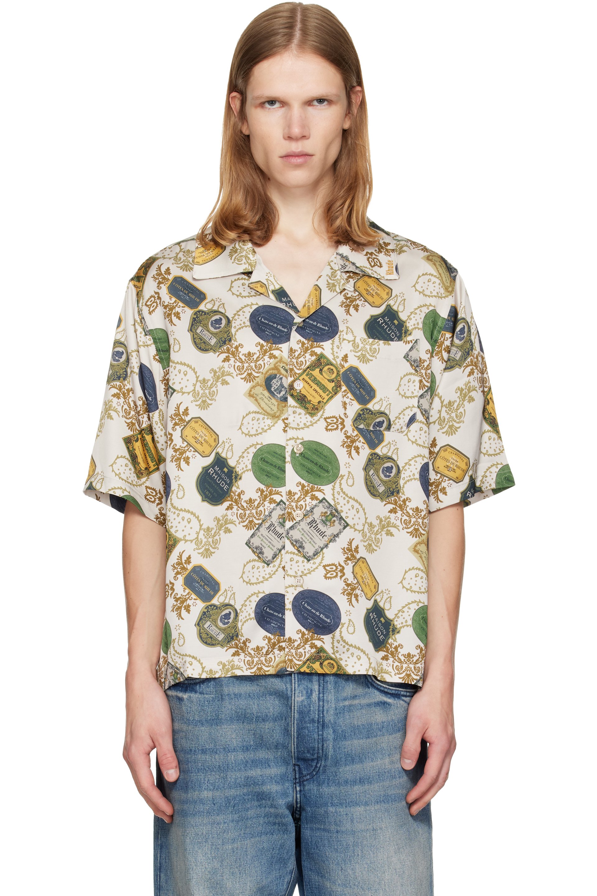 Rhude - Beige Vin Bandana Print Button-Up Shirt