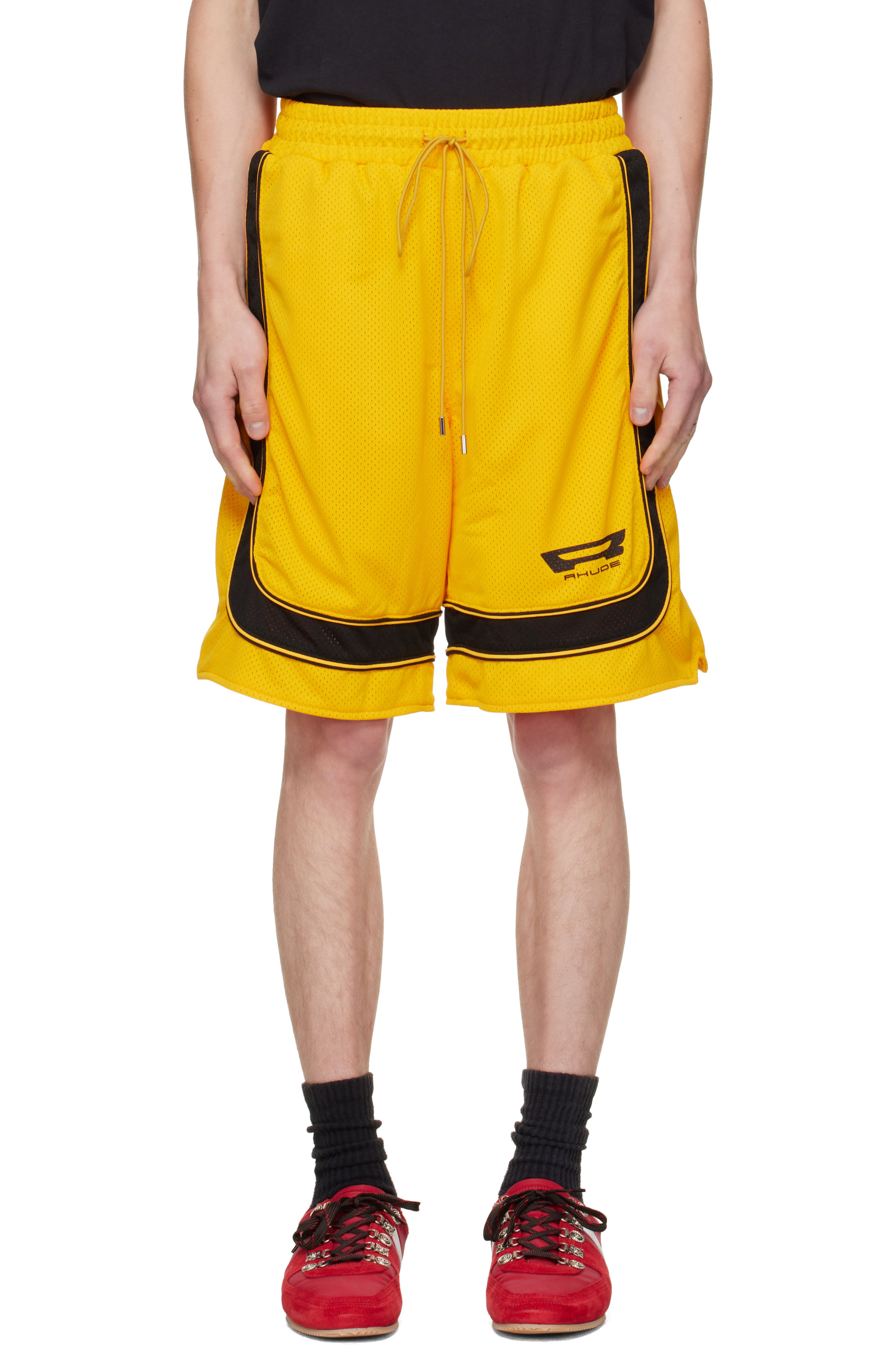Rhude - Short ample Campione jaune en filet