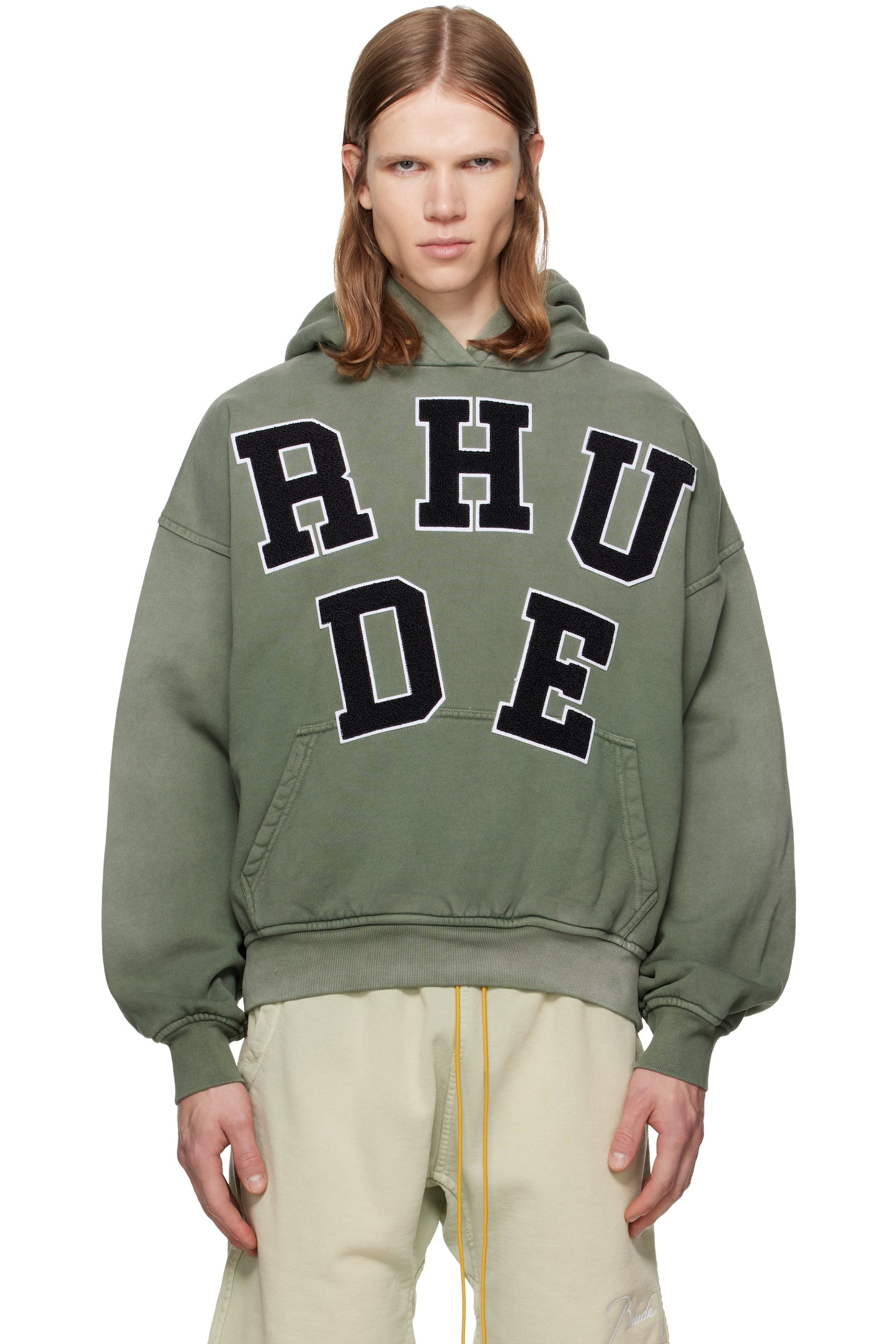 Rhude - Green 'Rhude' Chenille Patch Logo Hoodie