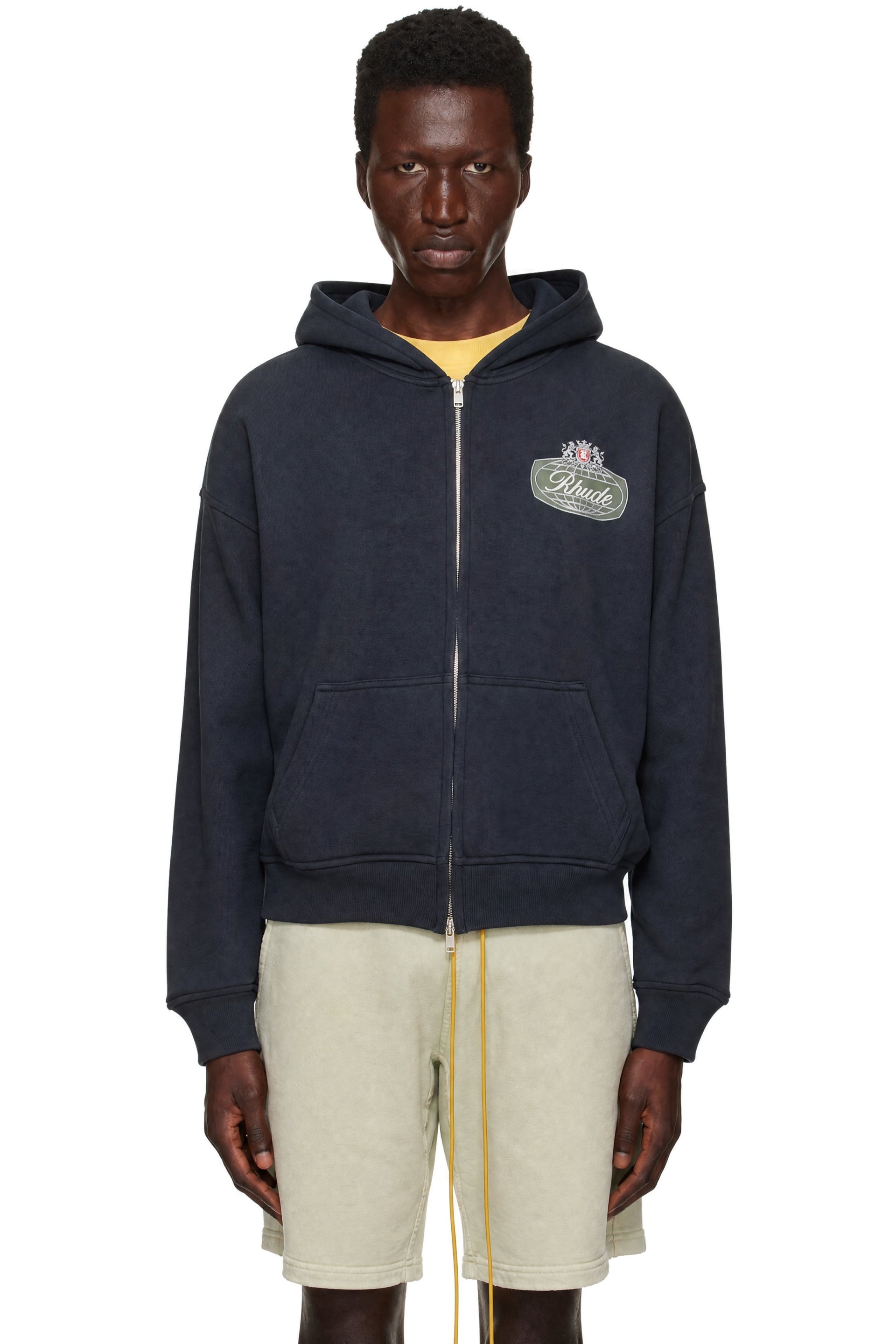 Rhude - Gray 'Rhude Desert Crest' Zip-Up Hoodie