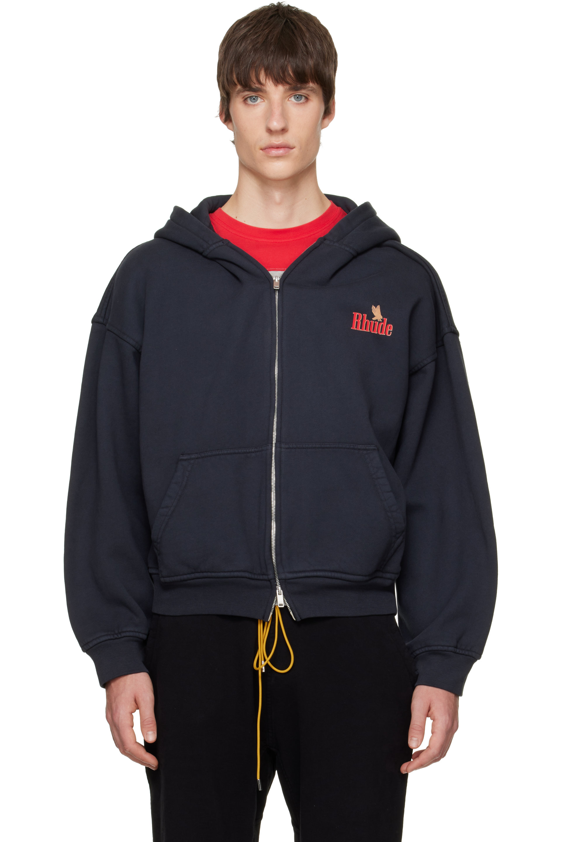 Rhude - Black 'Rhude American Spirit' Zip-Up Hoodie