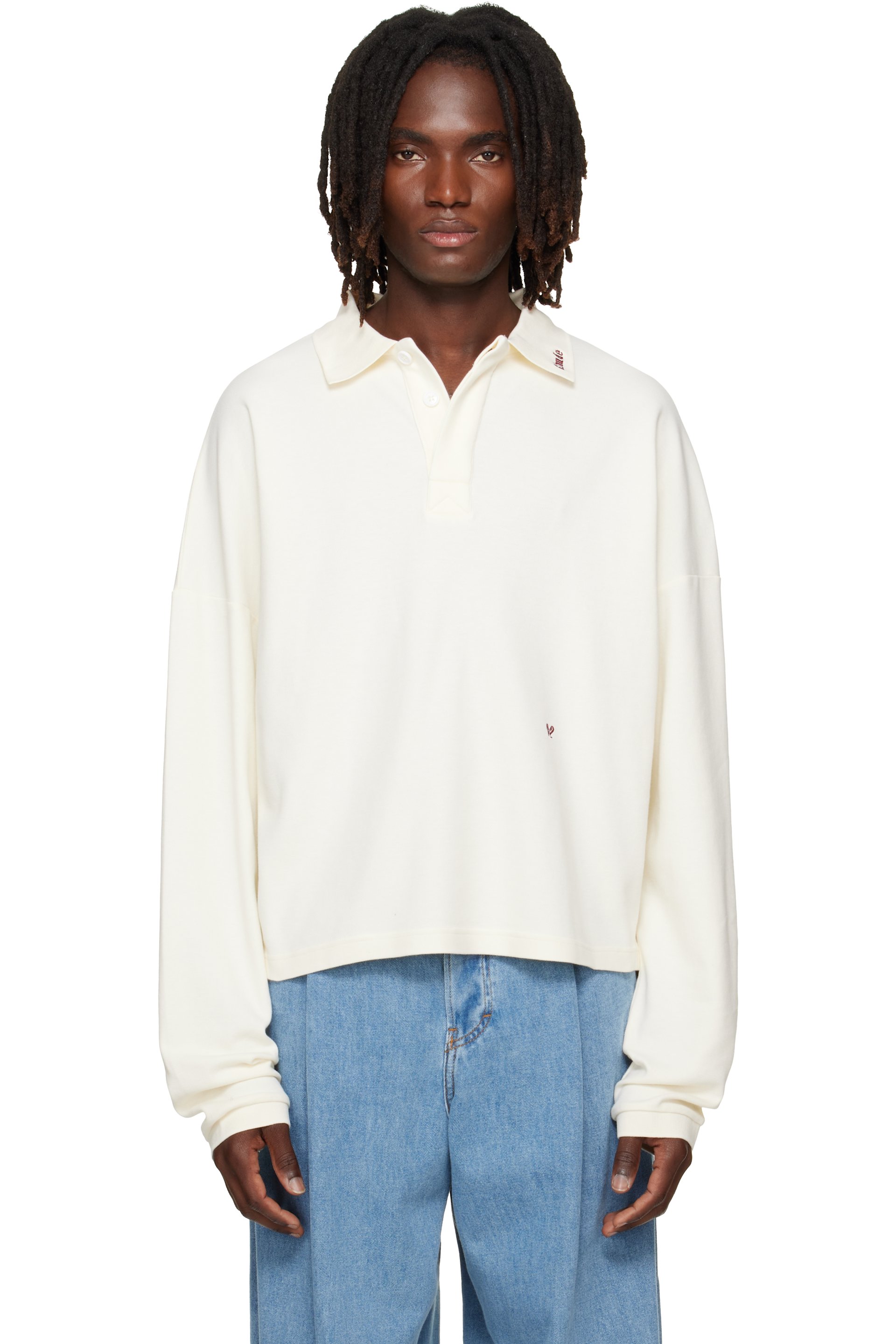 Rhude - Off-White Fontaine Long Sleeve Polo