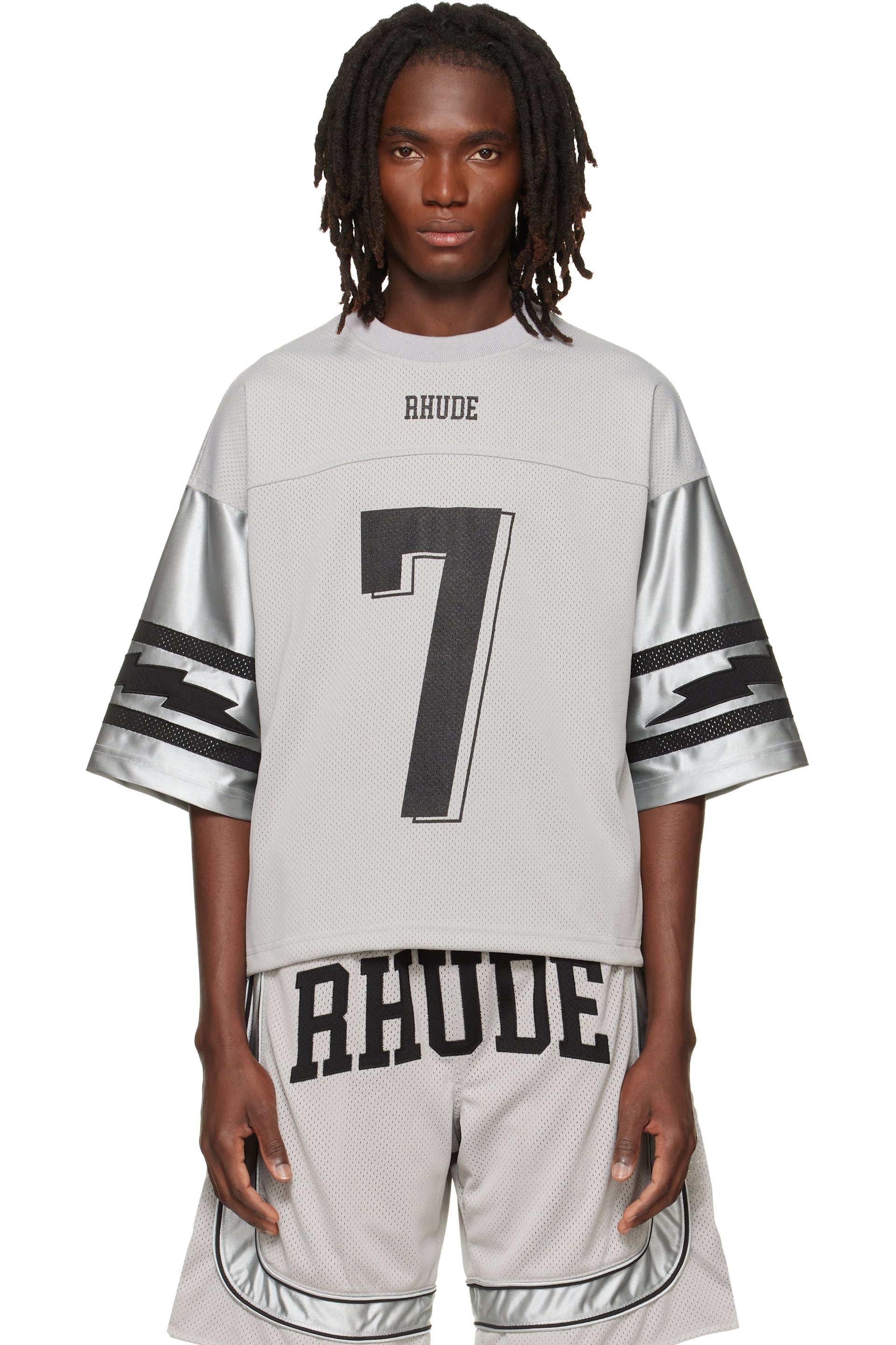 Rhude - Gray Lightning Football Jersey