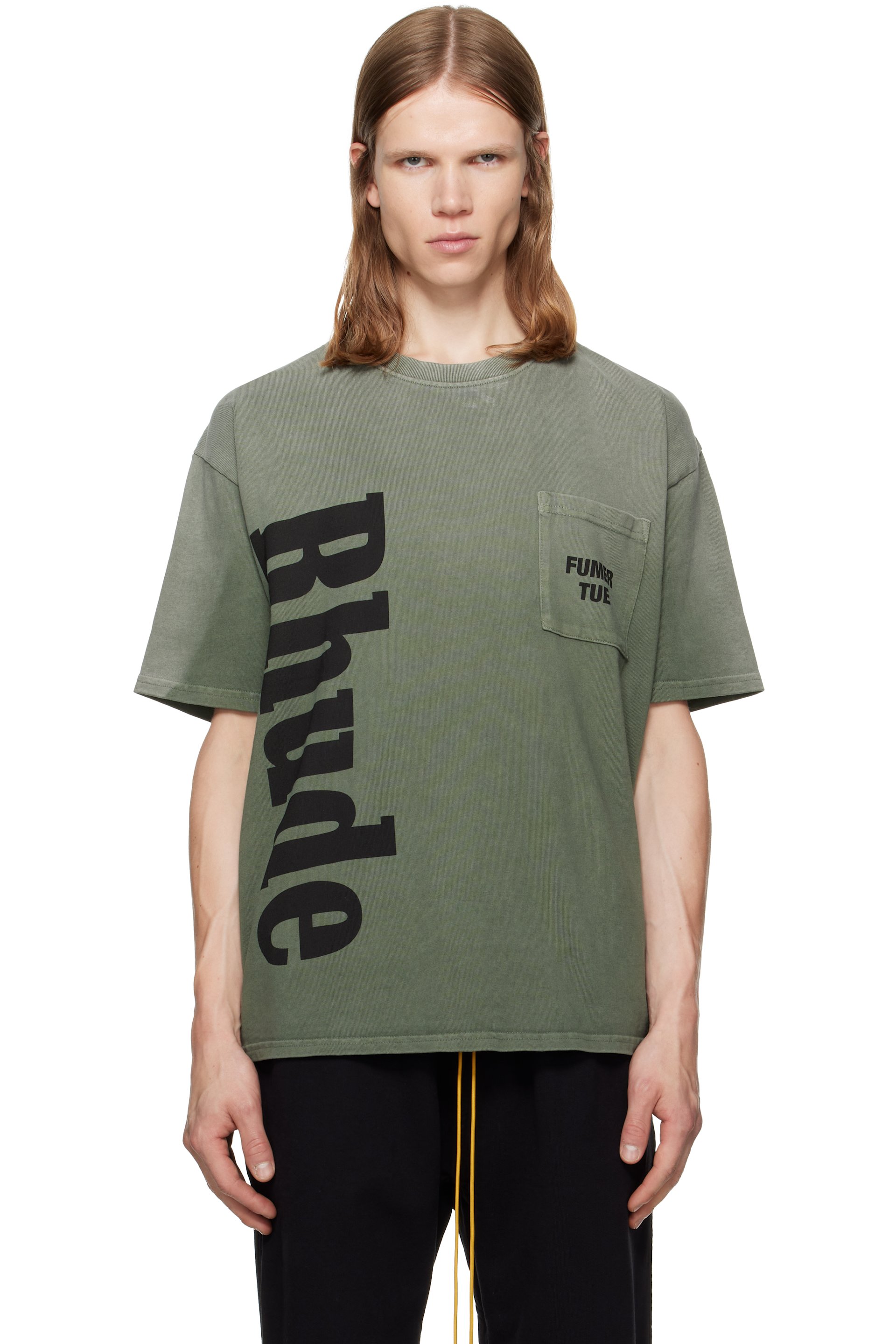 Rhude - Green 'Rhude' Logo Pocket T-shirt