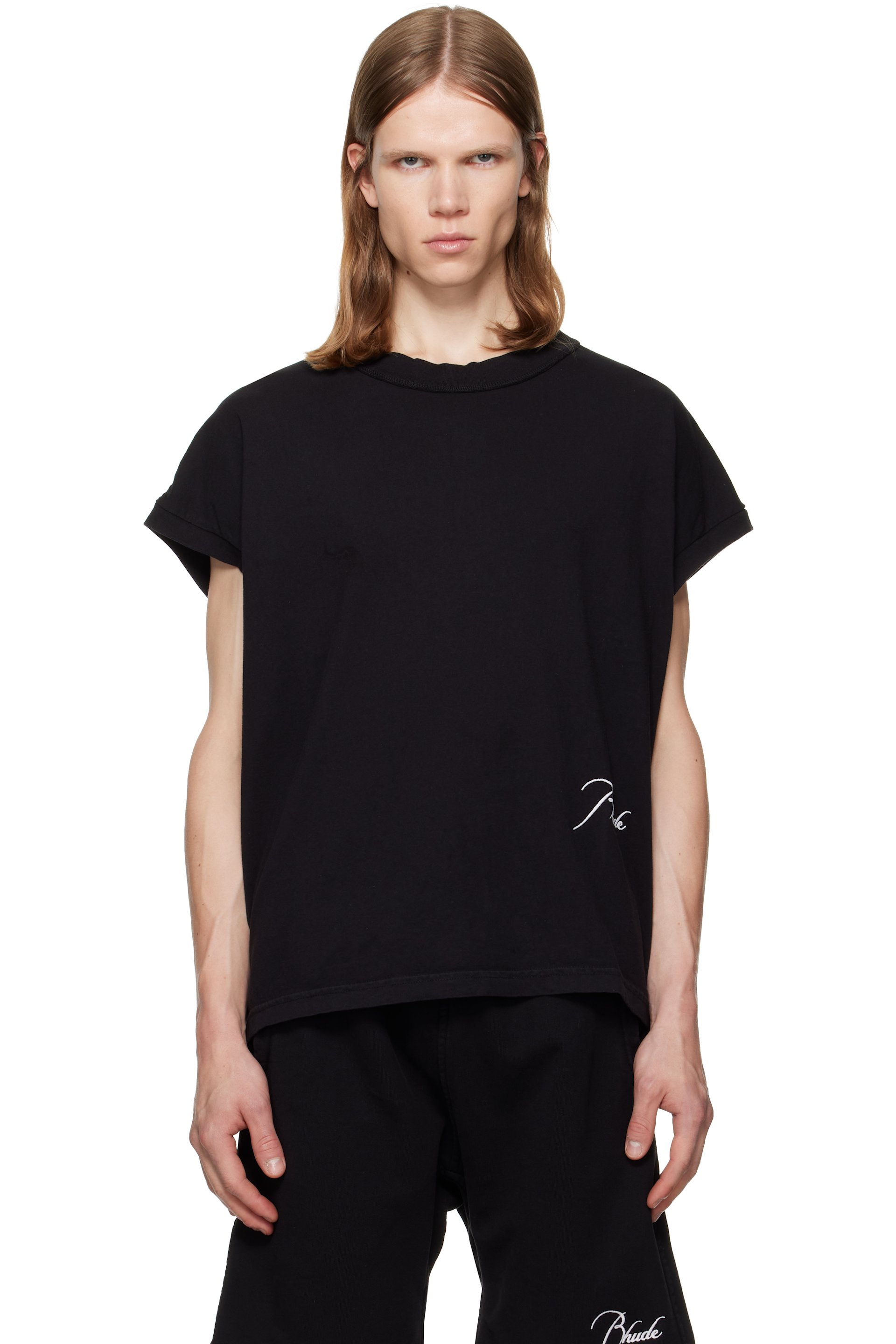 Rhude - Black Classique Cutoff Sleeve T-shirt