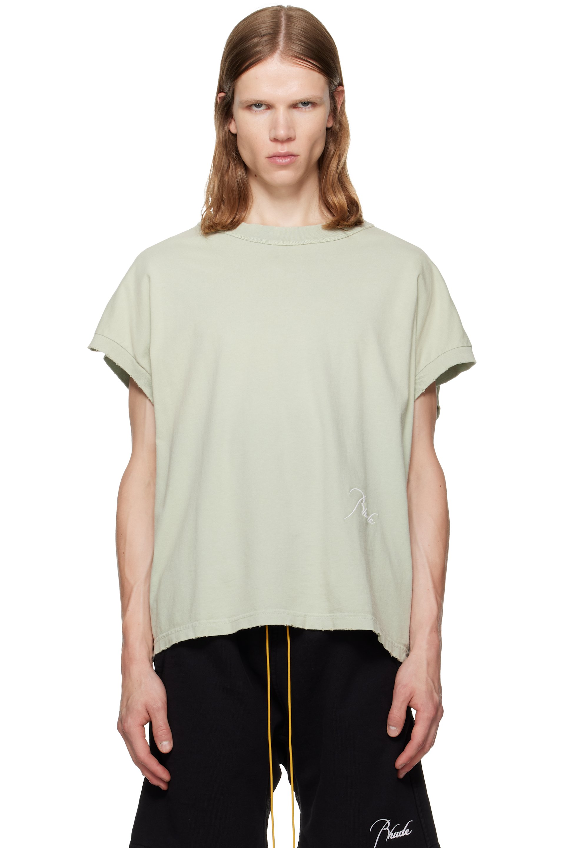 Rhude - Green Classique Cutoff Sleeve T-shirt