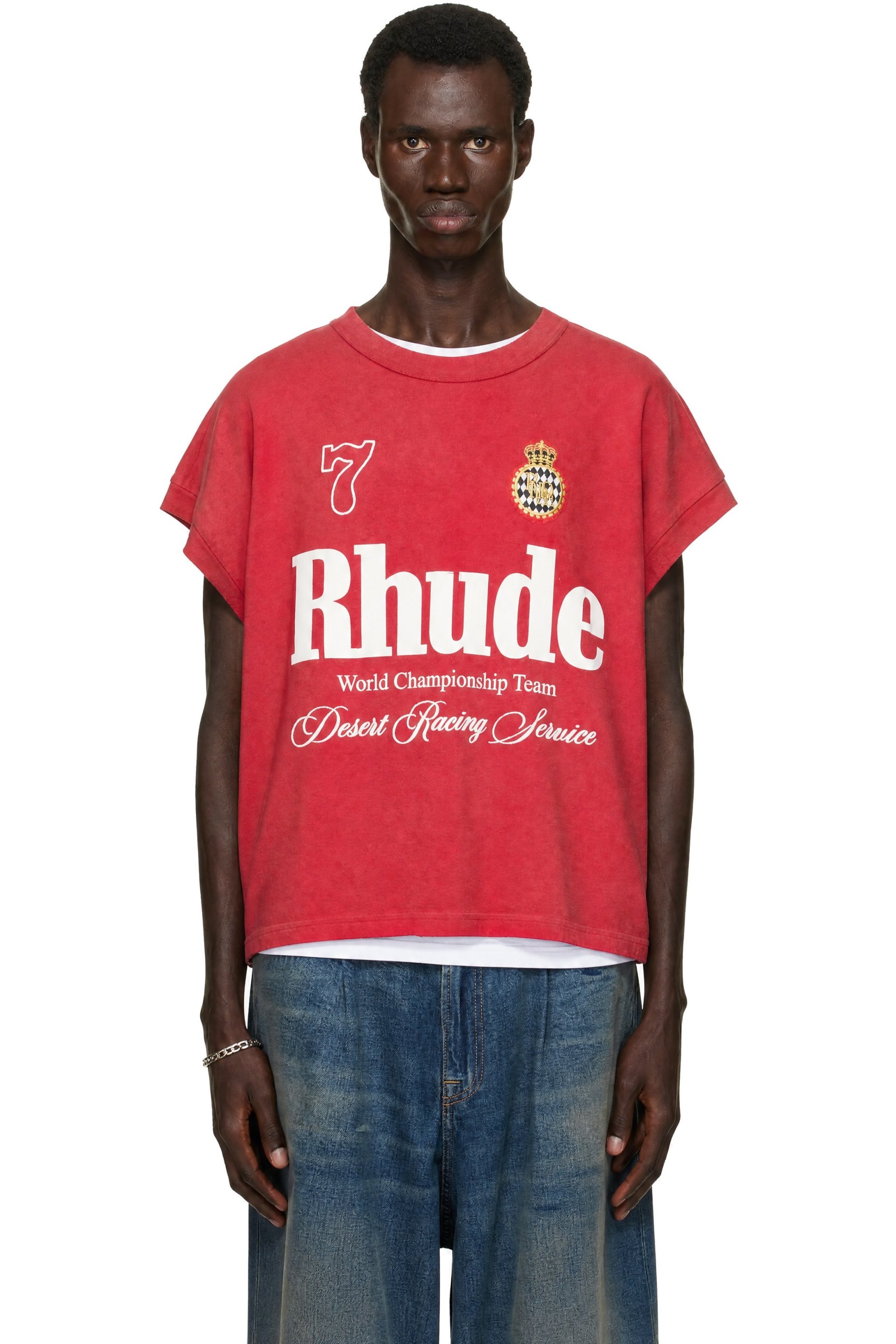 Rhude - 红色 Desert Racing Cut-Off T 恤