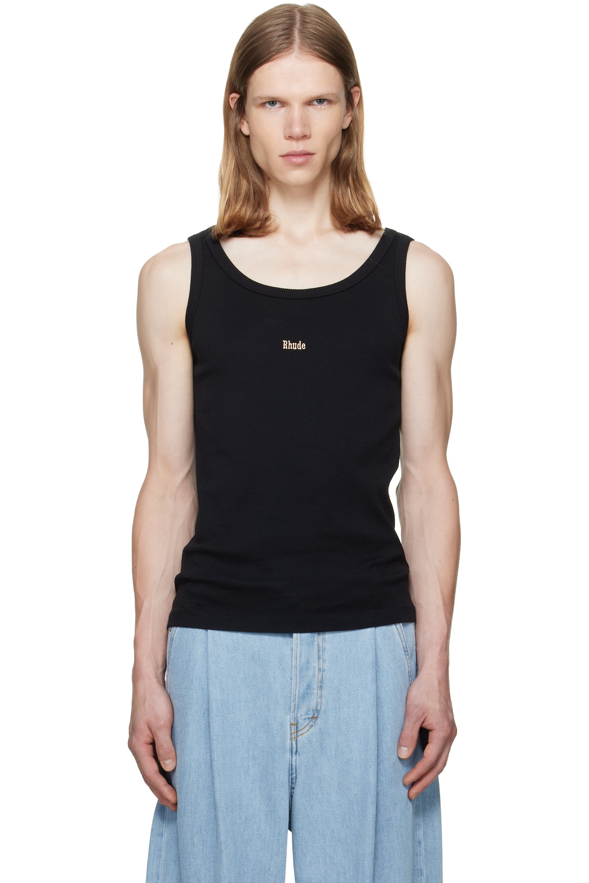 Rhude - Black Logo Ribbed Tank Top