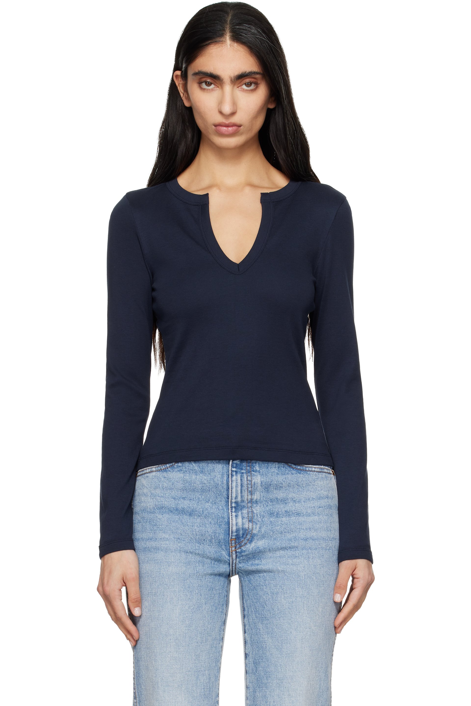 FLORE FLORE - T-shirt à manches longues Iman bleu marine