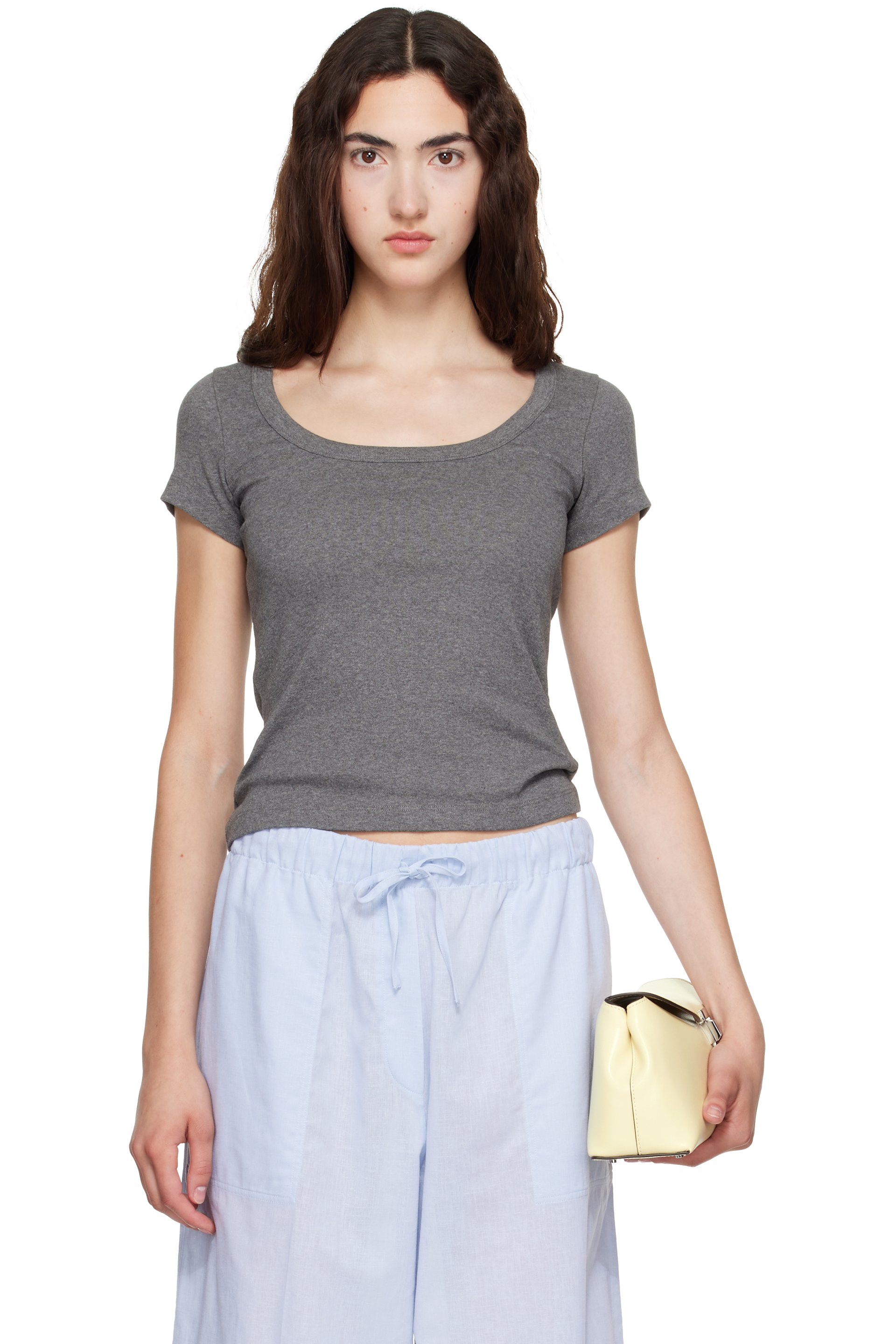 FLORE FLORE - Micro t-shirt Lulu gris exclusif à SSENSE