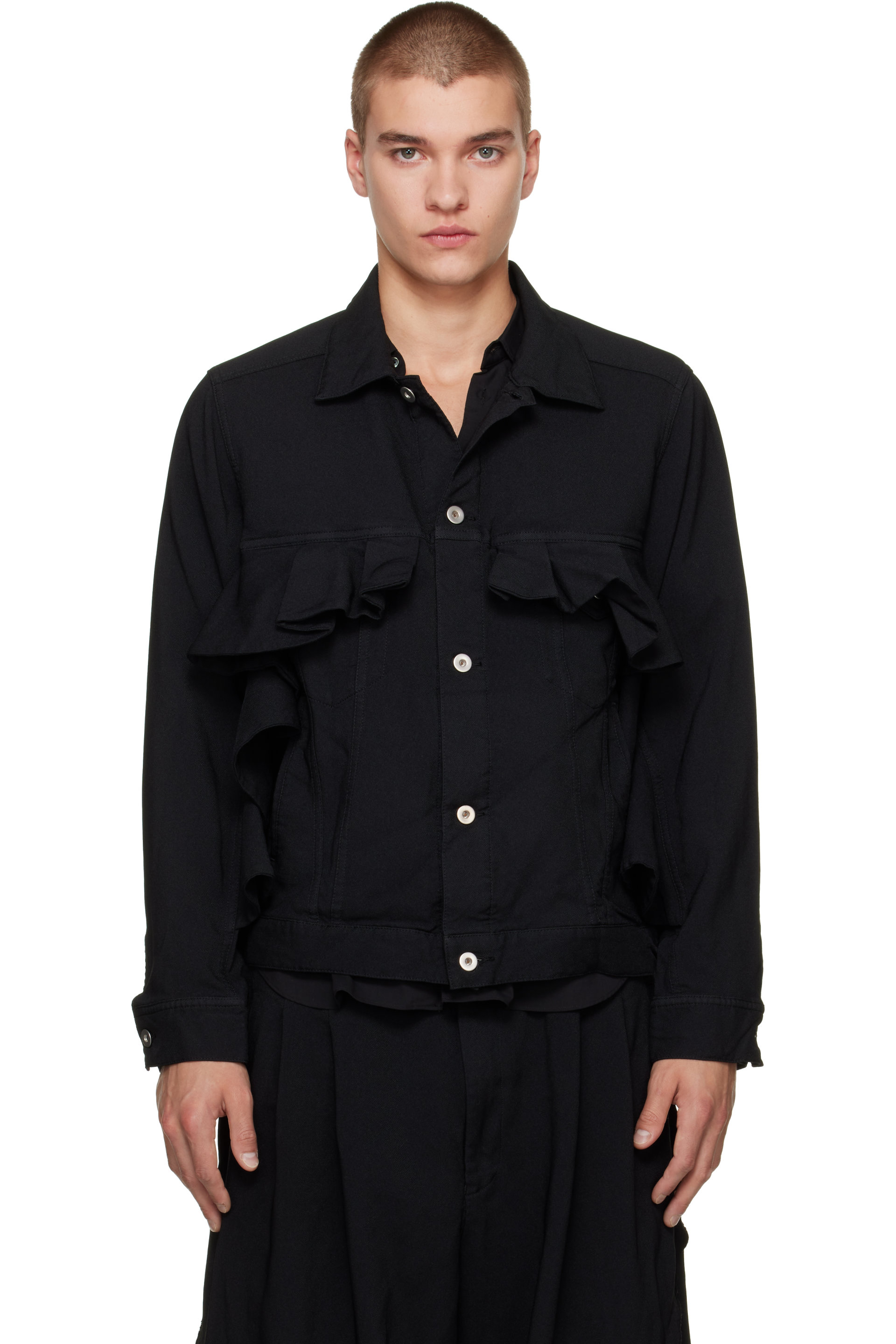 Black Comme des Garçons - Black Polyester Gabardine Jacket