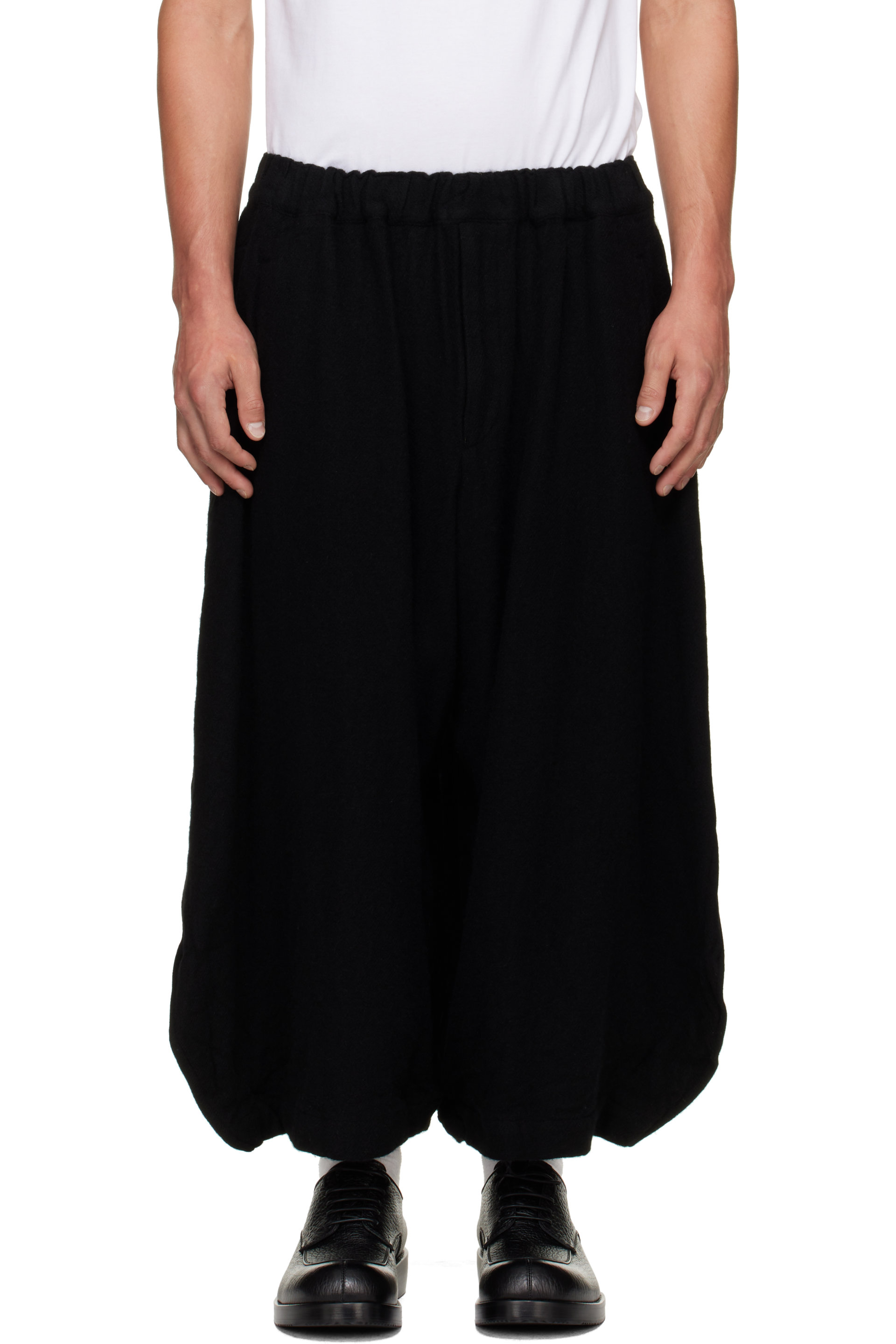 Black Comme des Garçons - Pantalon noir en tweed de laine