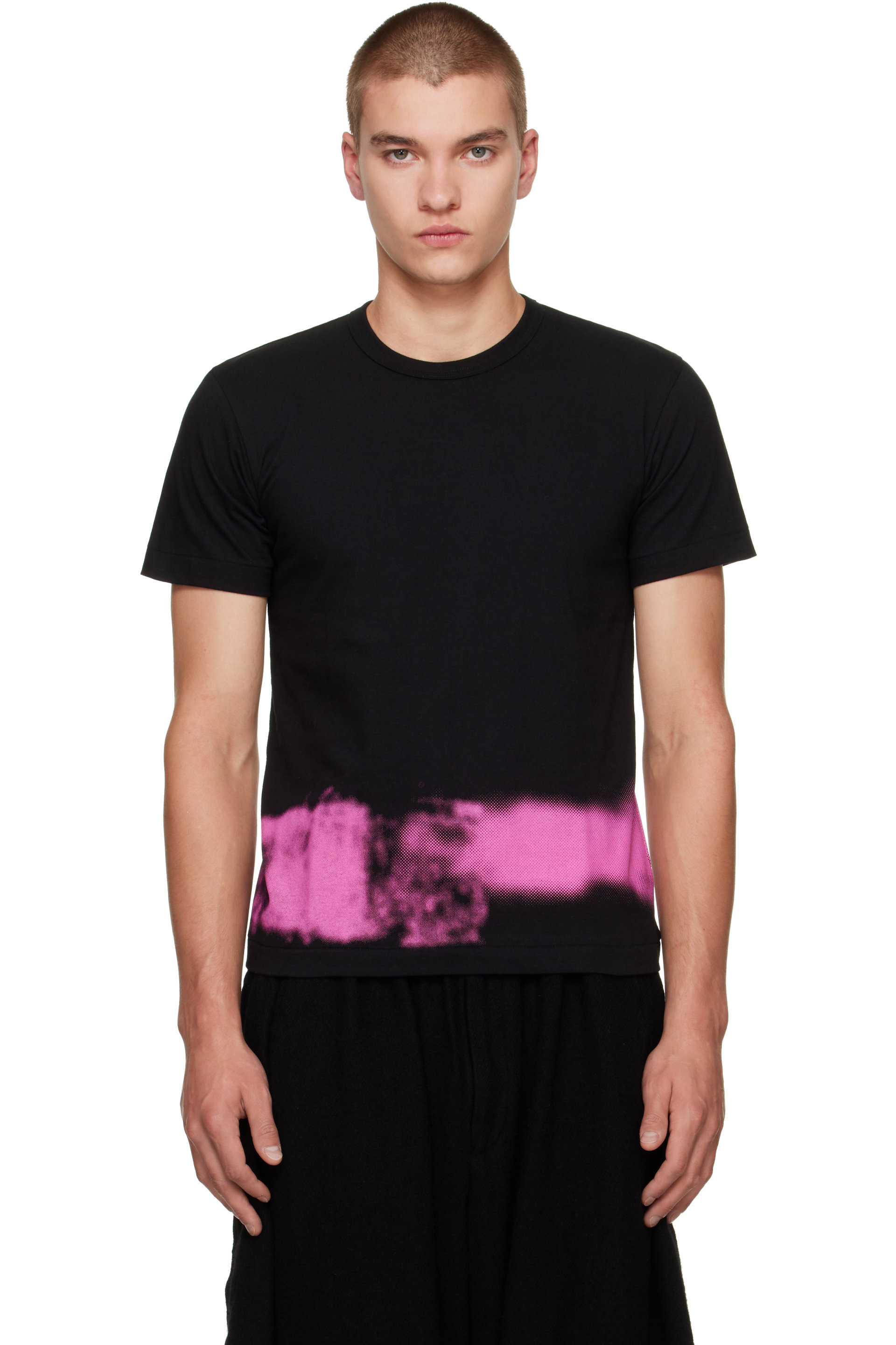 Black Comme des Garçons - Black Cotton Jersey Spray Print T-shirt