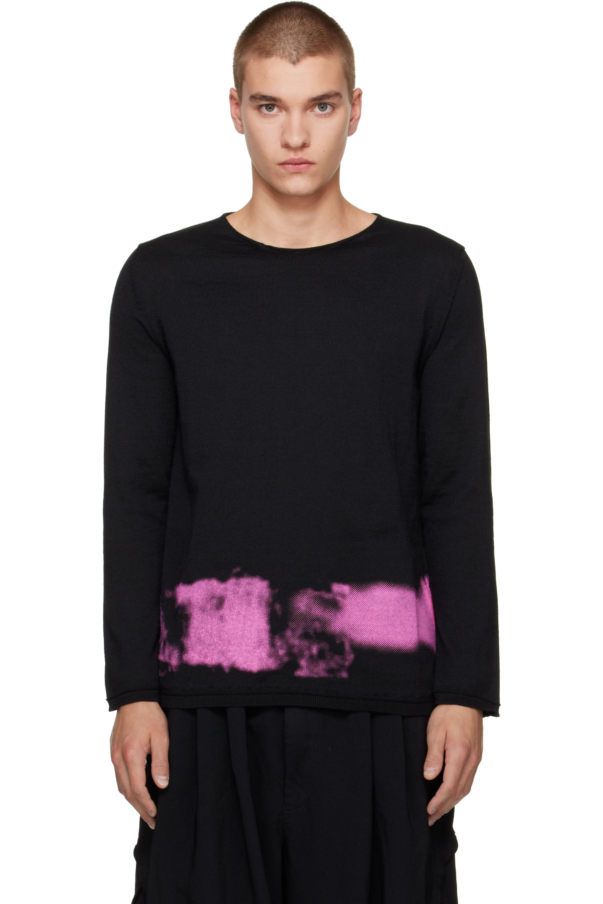 Black Comme des Garçons - Black Polyester 12G Spray Print T-shirt