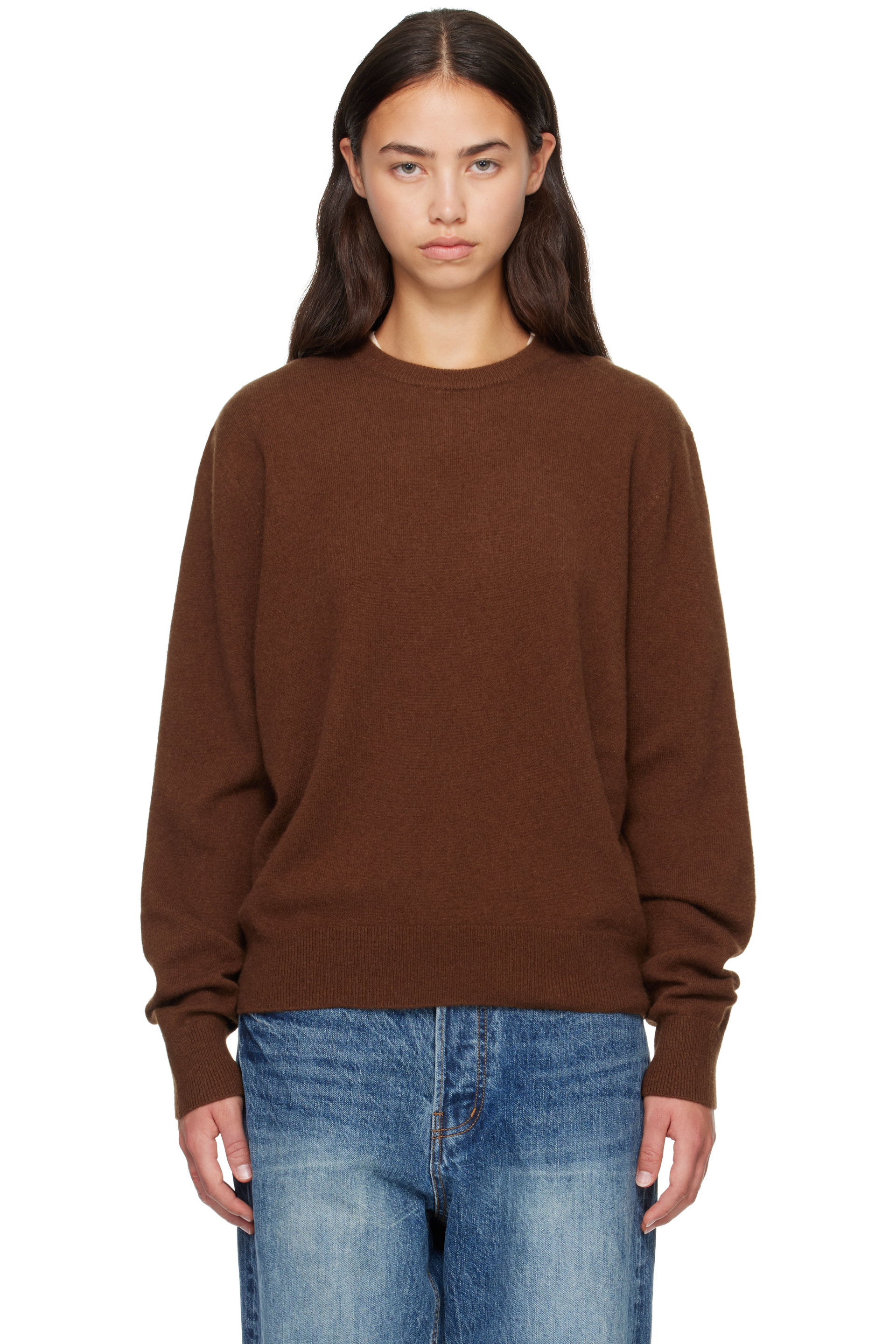 Entire Studios - Brown Knit Cashmere Crewneck Sweater