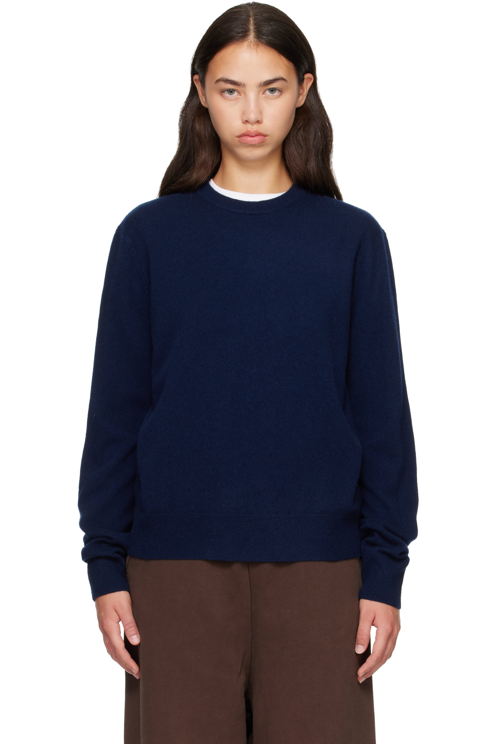 Entire Studios - Navy Knit Cashmere Crewneck Sweater