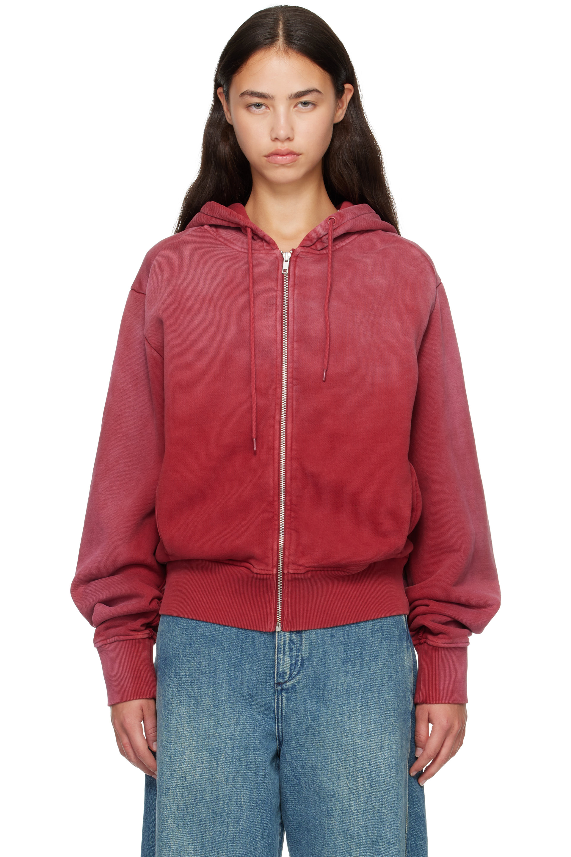 Entire Studios - Red Slim Zip Up Hoodie