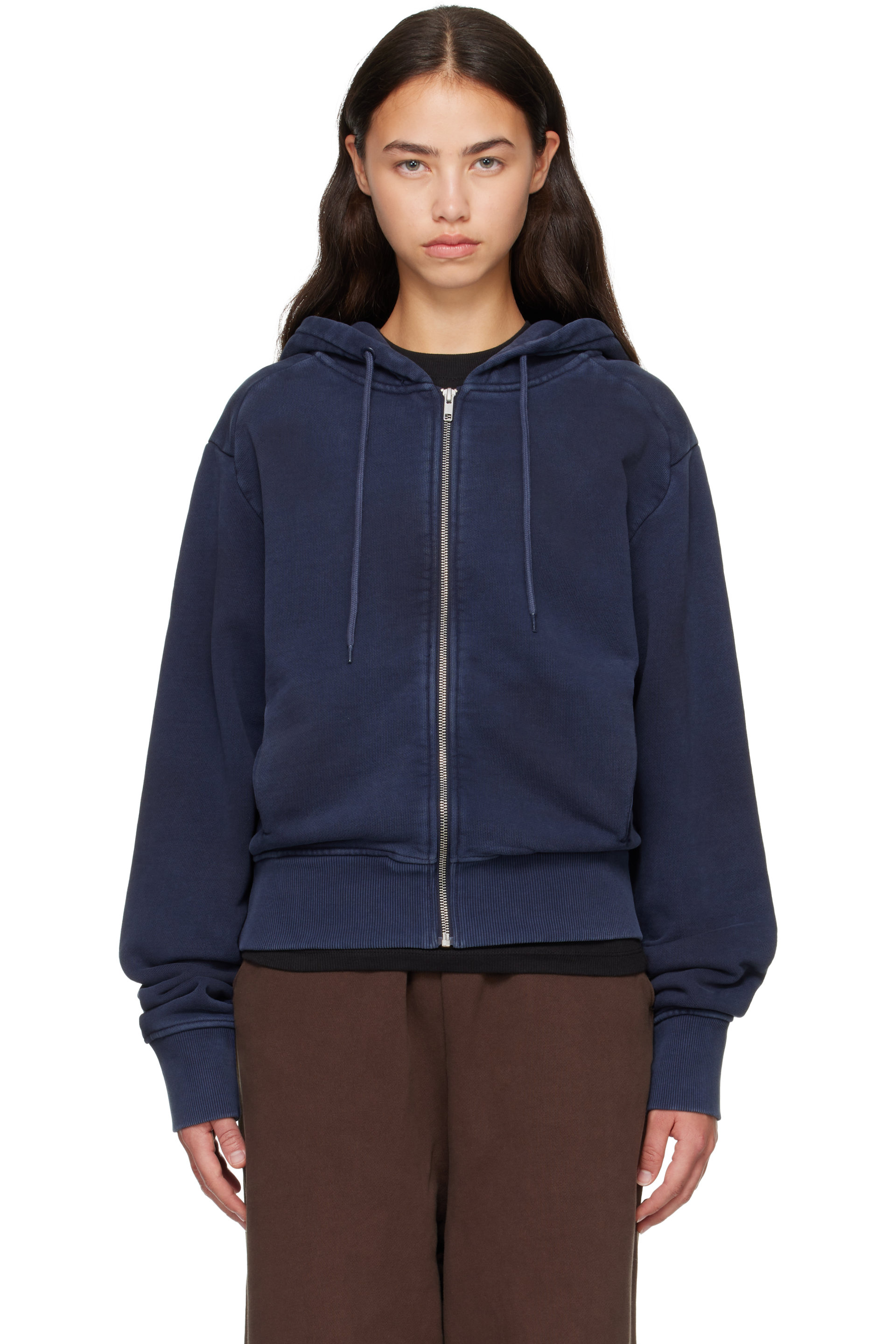Entire Studios - Navy Slim Zip Up Hoodie