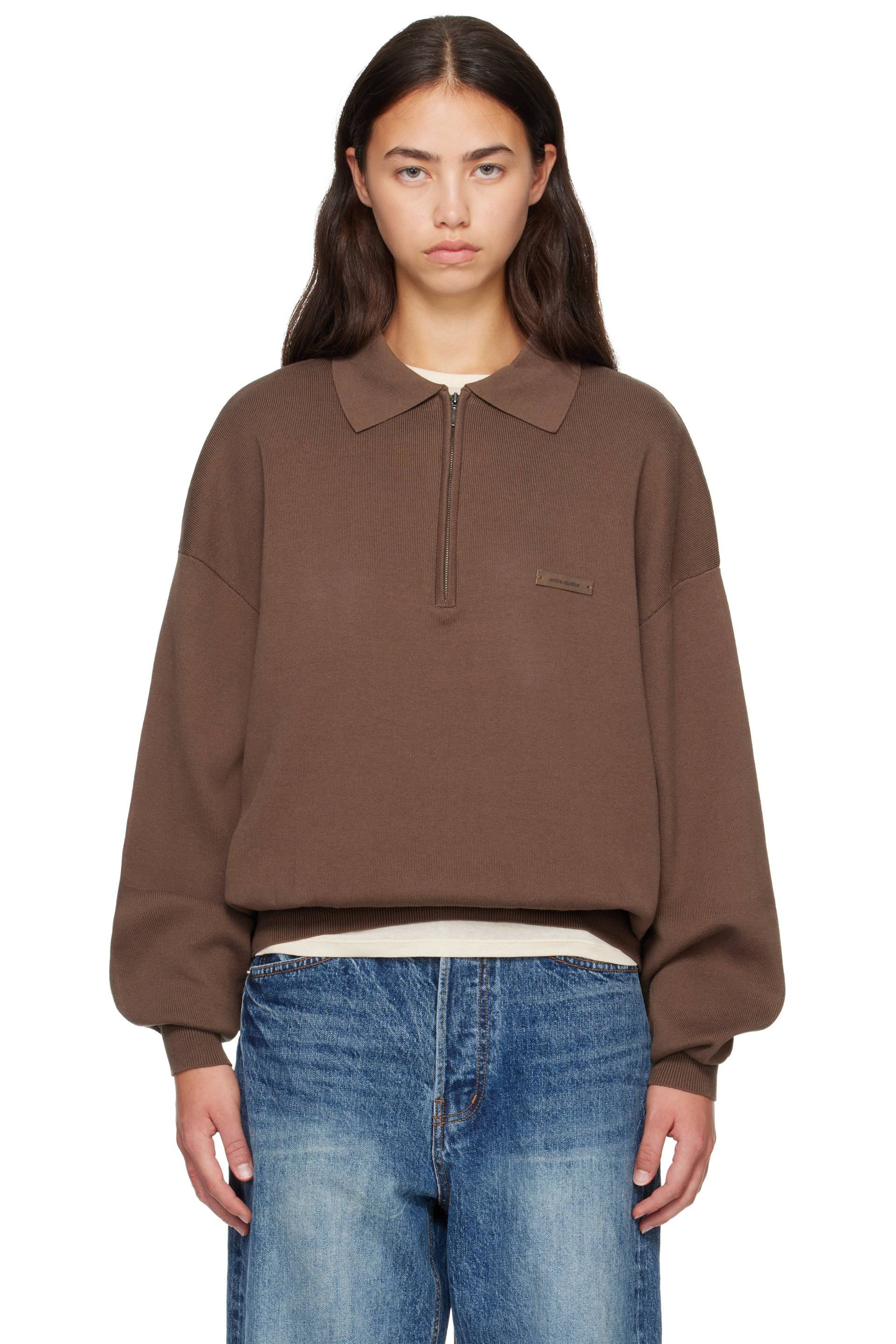 Entire Studios - Brown LS Club Polo