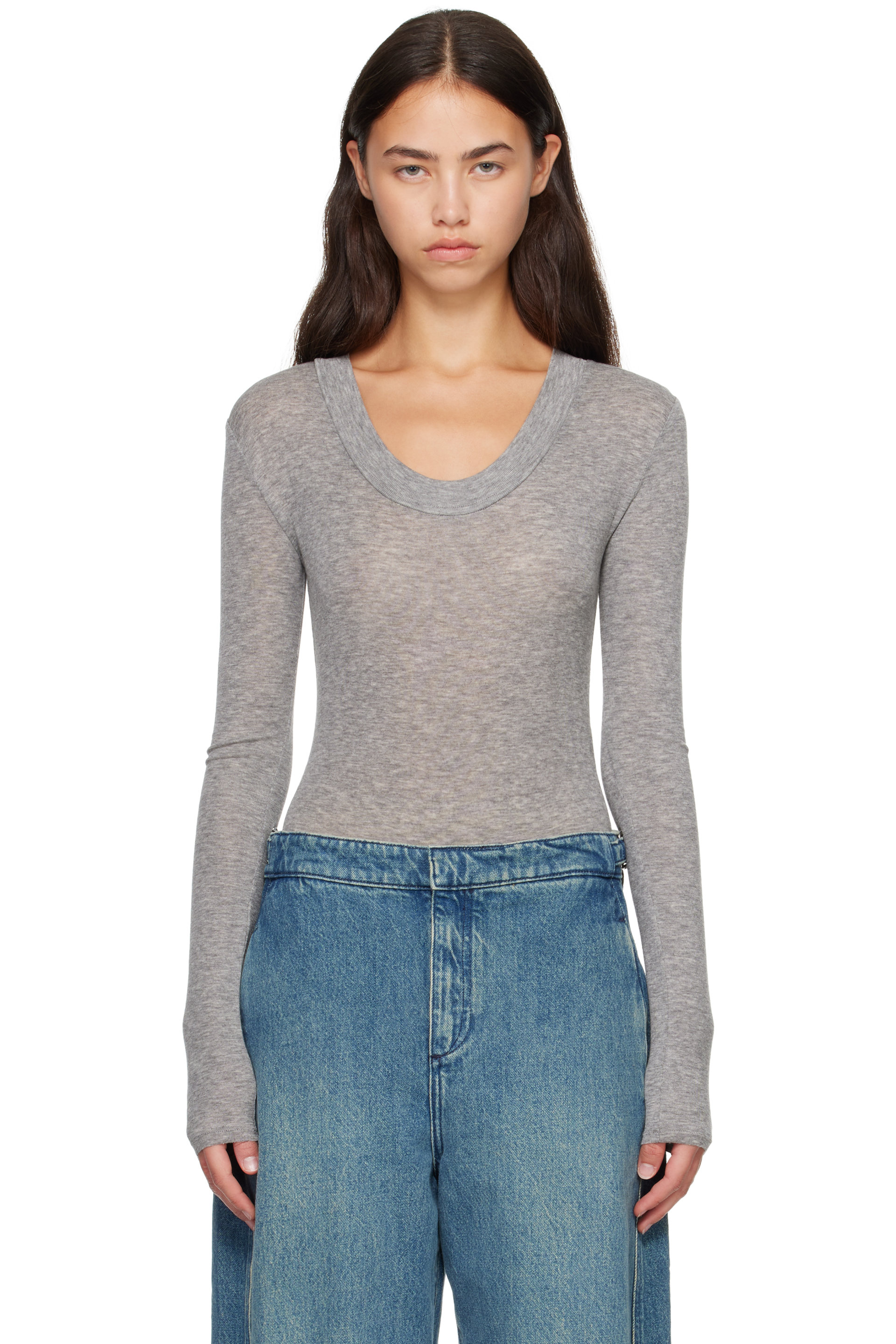 Entire Studios - Gray Circle Neck Bodysuit