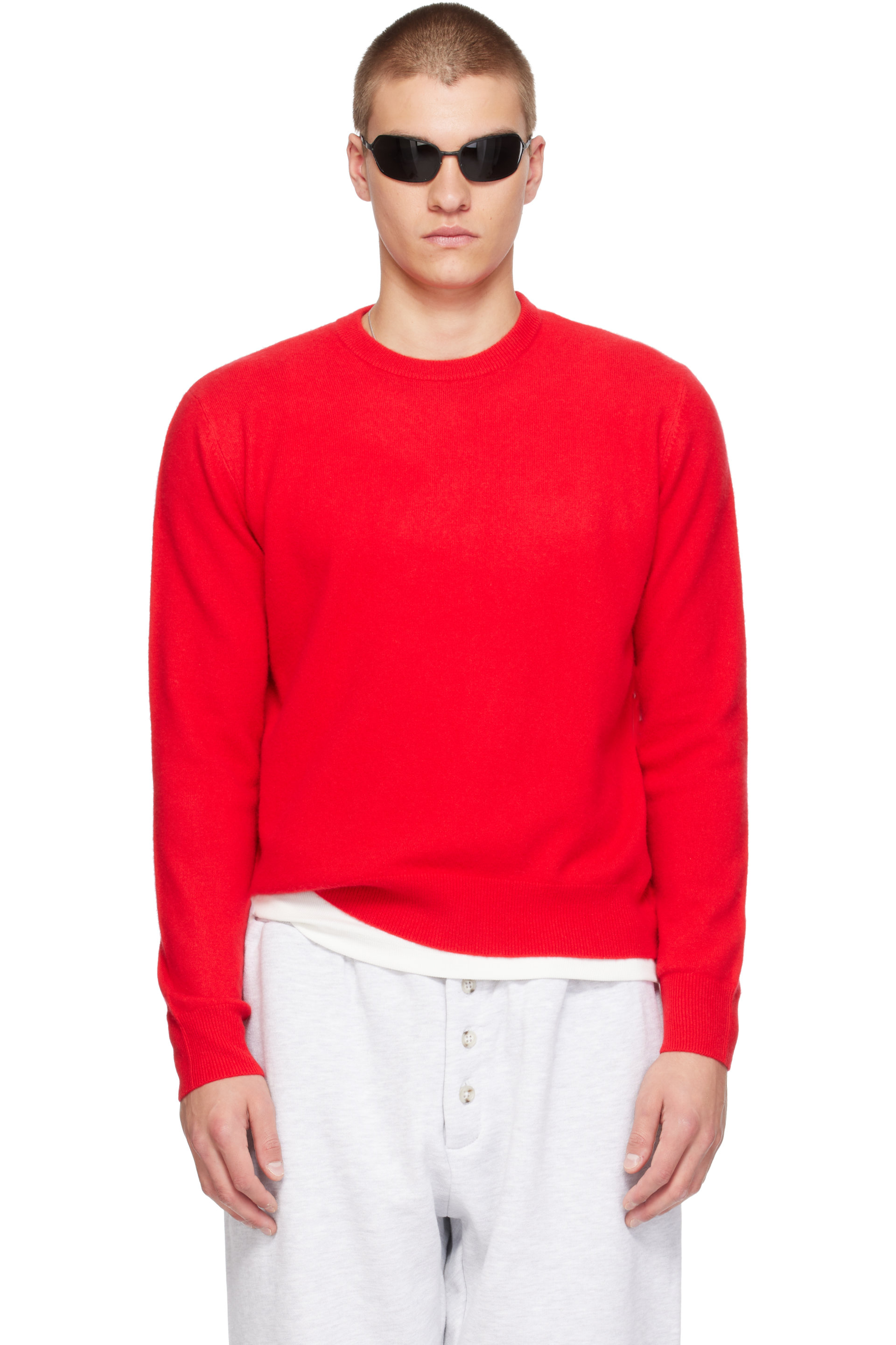 Entire Studios - Red Knit Cashmere Crewneck Sweater