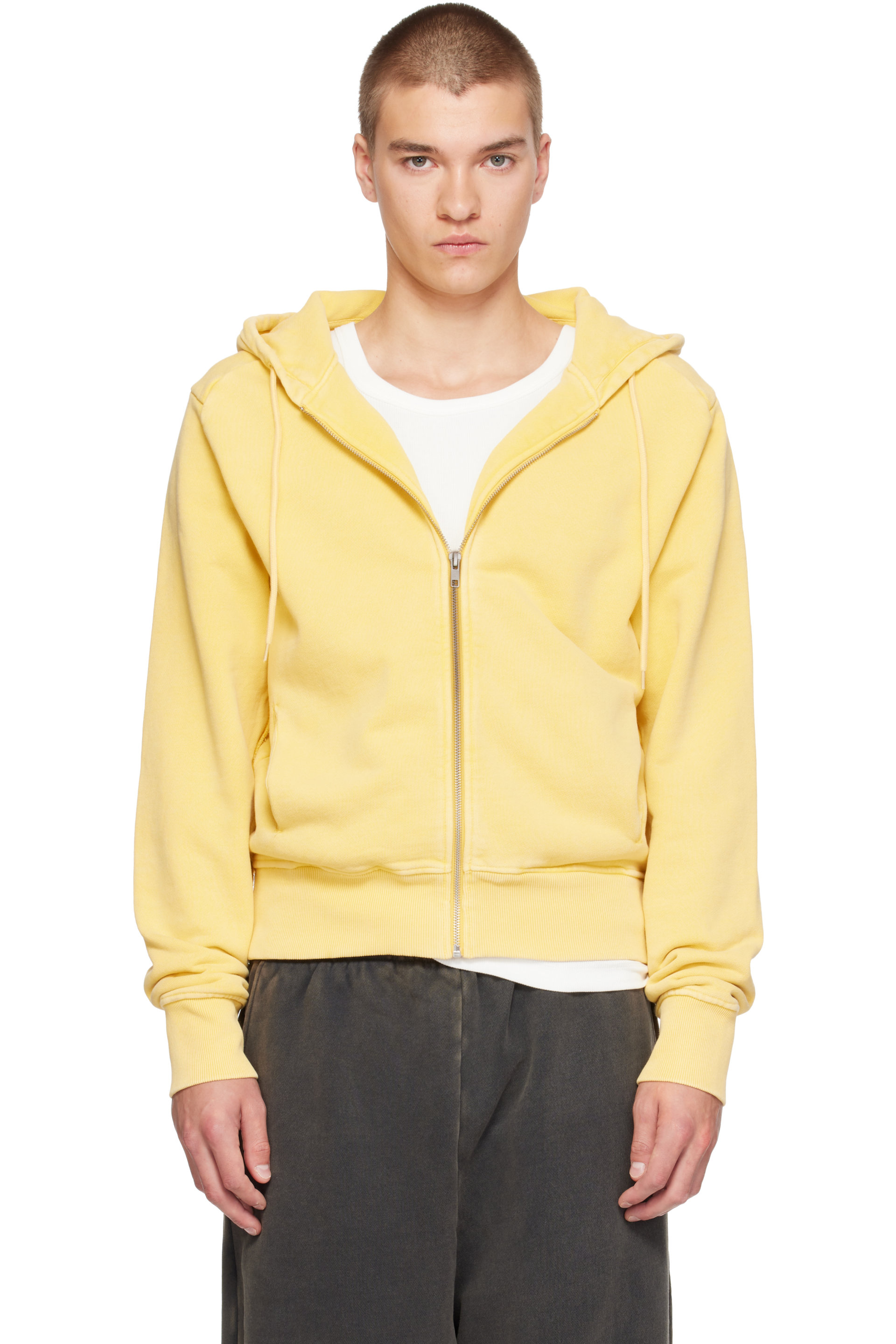 Entire Studios - Yellow Slim Zip Up Hoodie