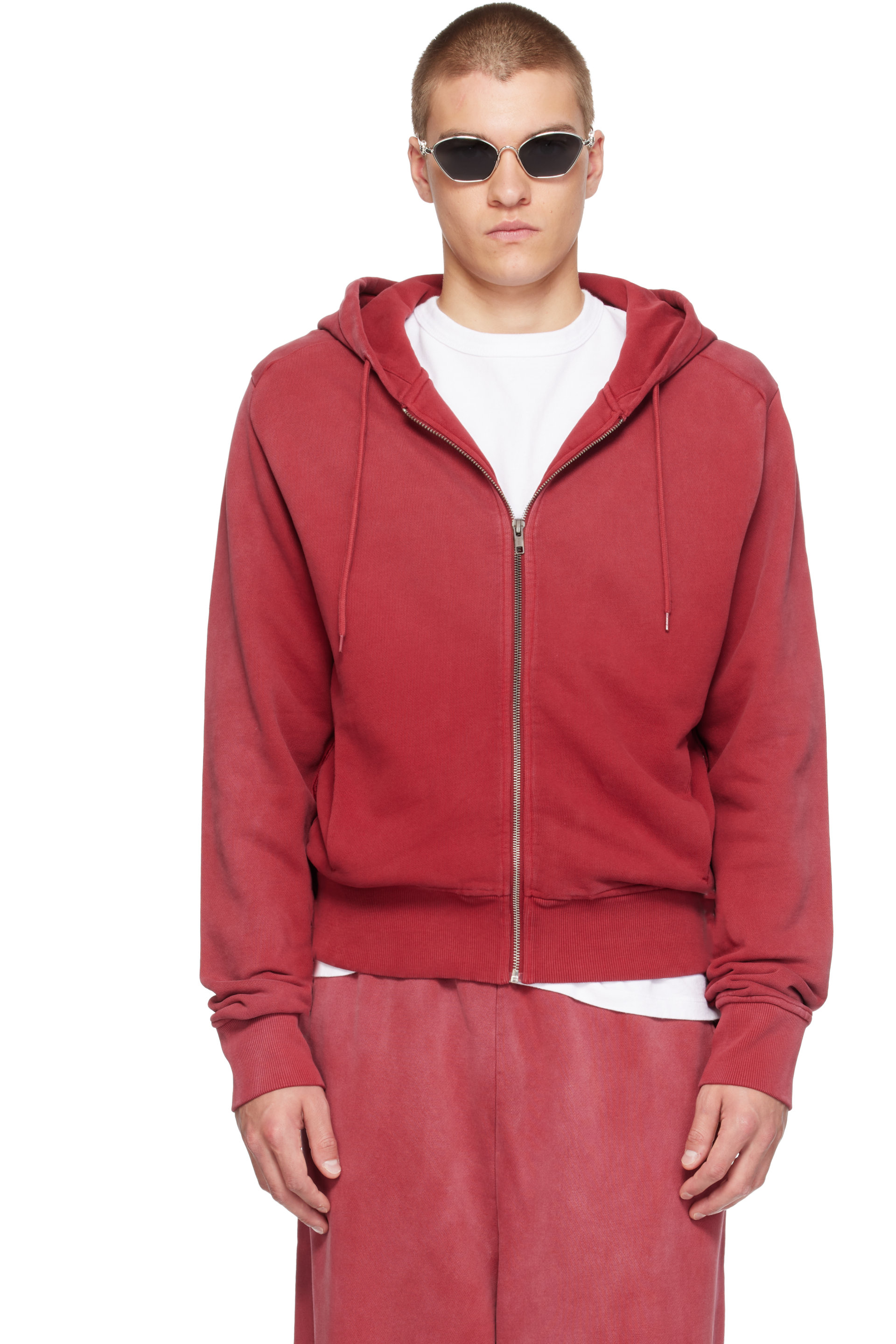 Entire Studios - Red Slim Zip Up Hoodie