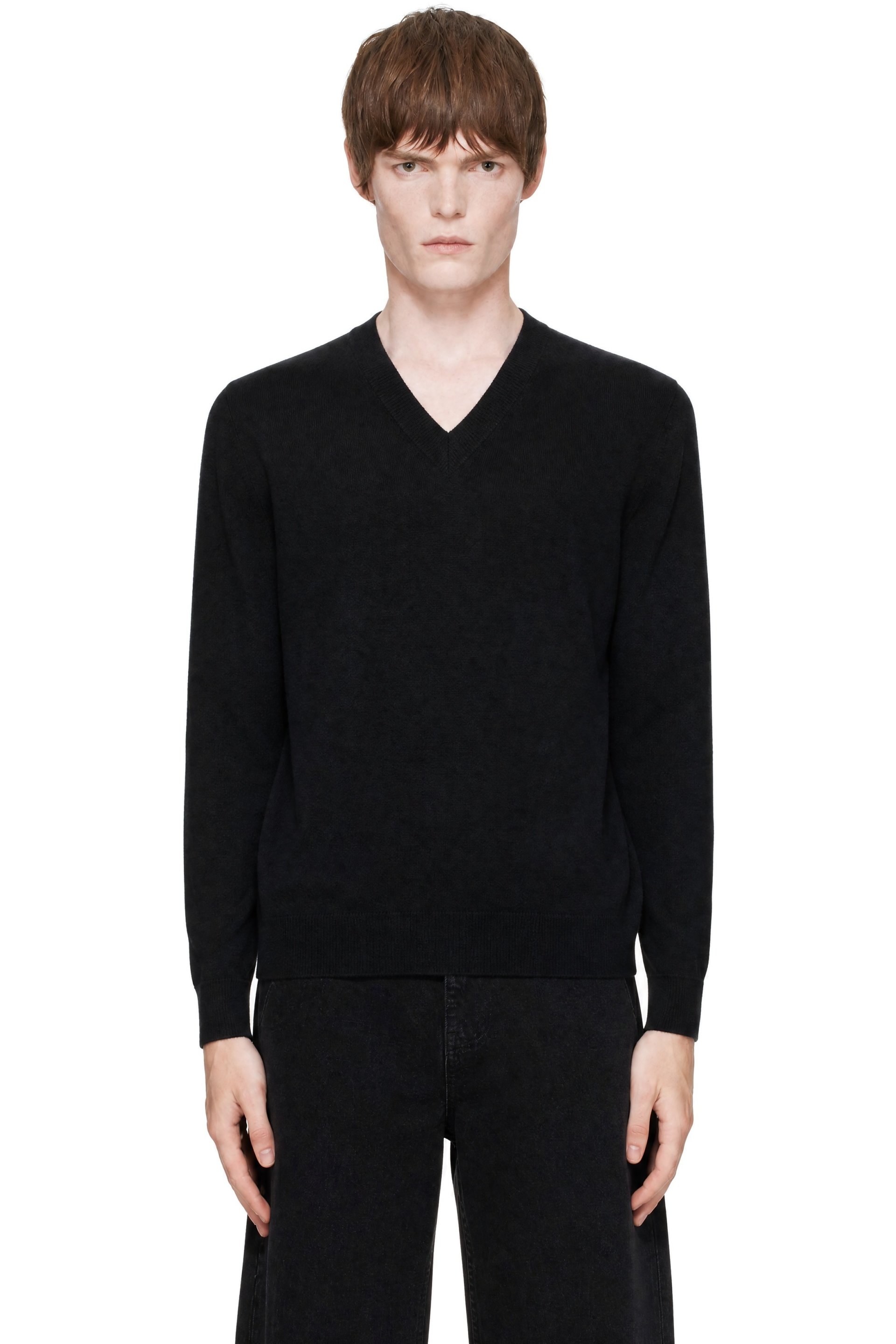 Entire Studios - Black Knit Cashmere V-Neck Sweater
