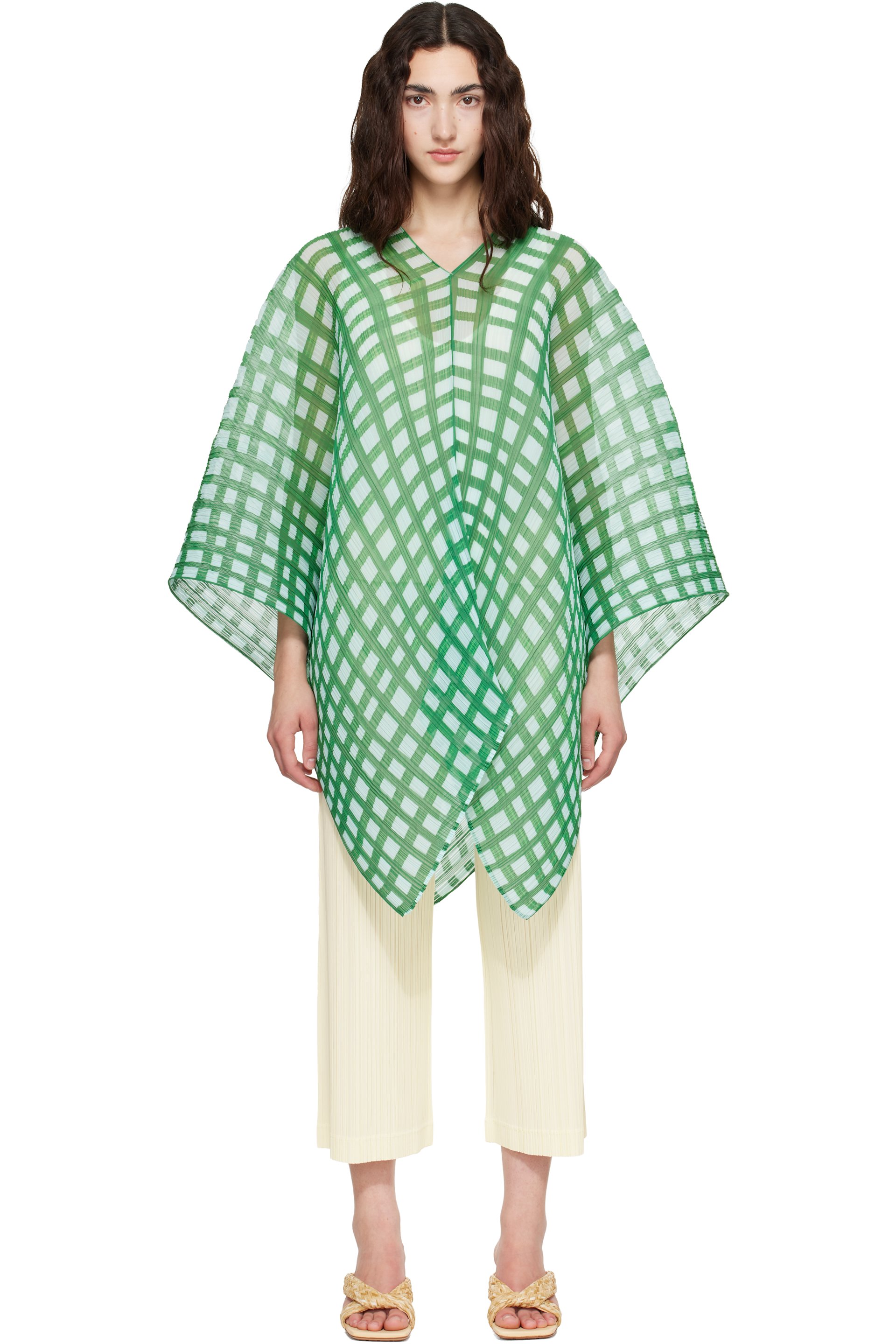 PLEATS PLEASE ISSEY MIYAKE - Green Basket Madame-T Scarf