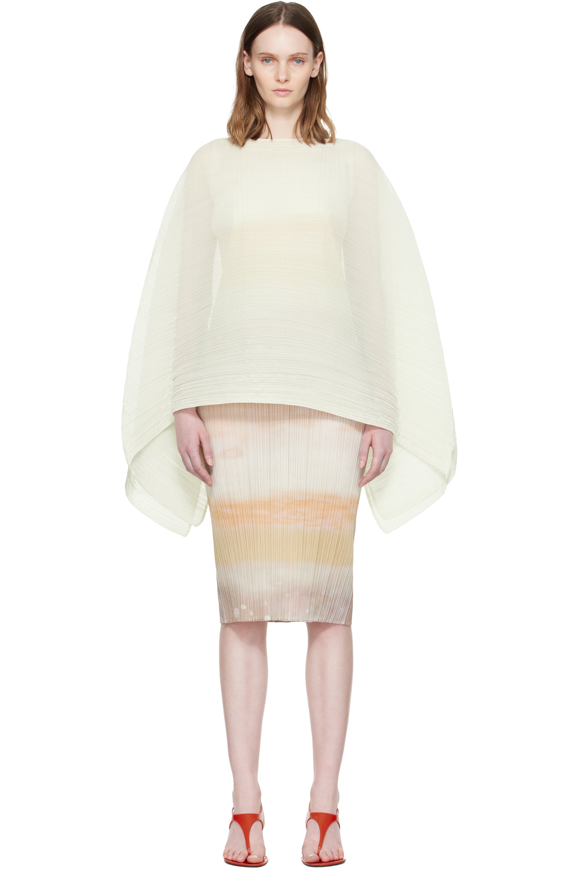 PLEATS PLEASE ISSEY MIYAKE - Écharpe Madame -T May blanc cassé