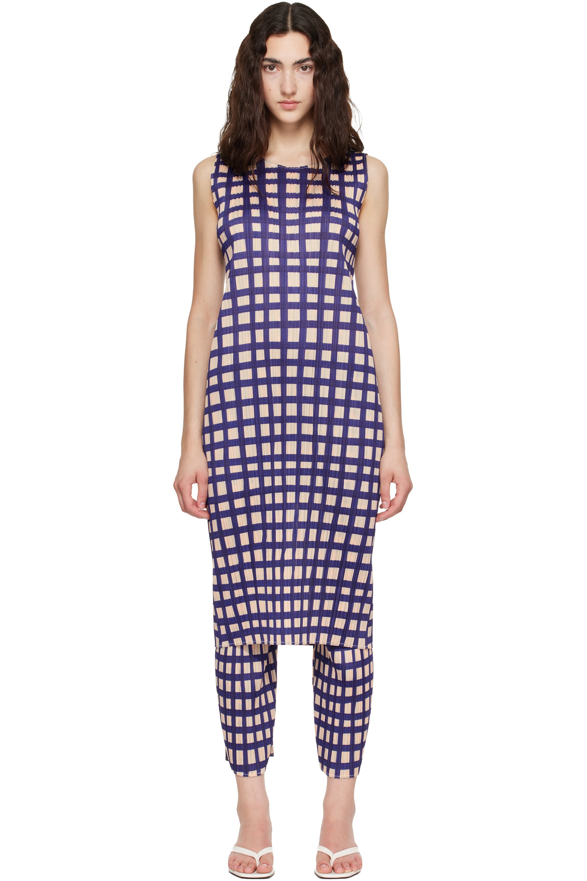PLEATS PLEASE ISSEY MIYAKE - Navy Basket Midi Dress