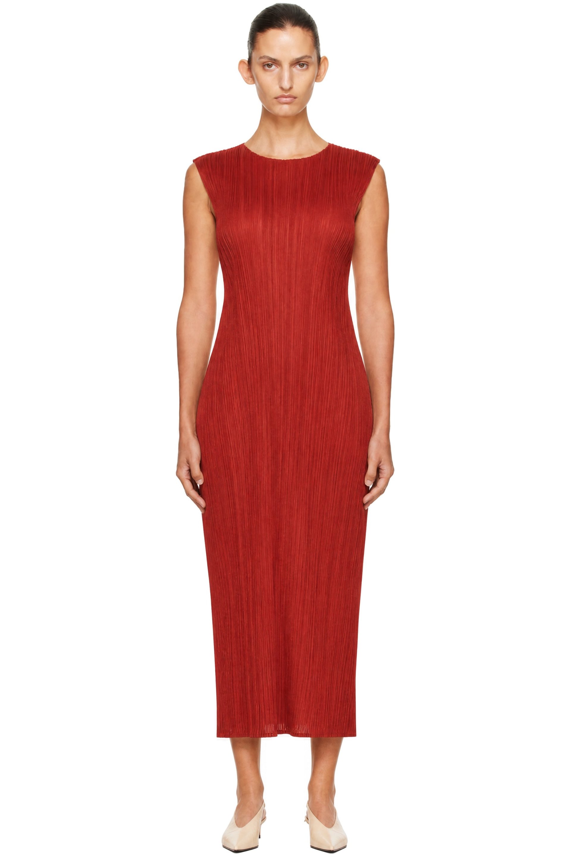 PLEATS PLEASE ISSEY MIYAKE - Red Monthly Colors September Midi Dress