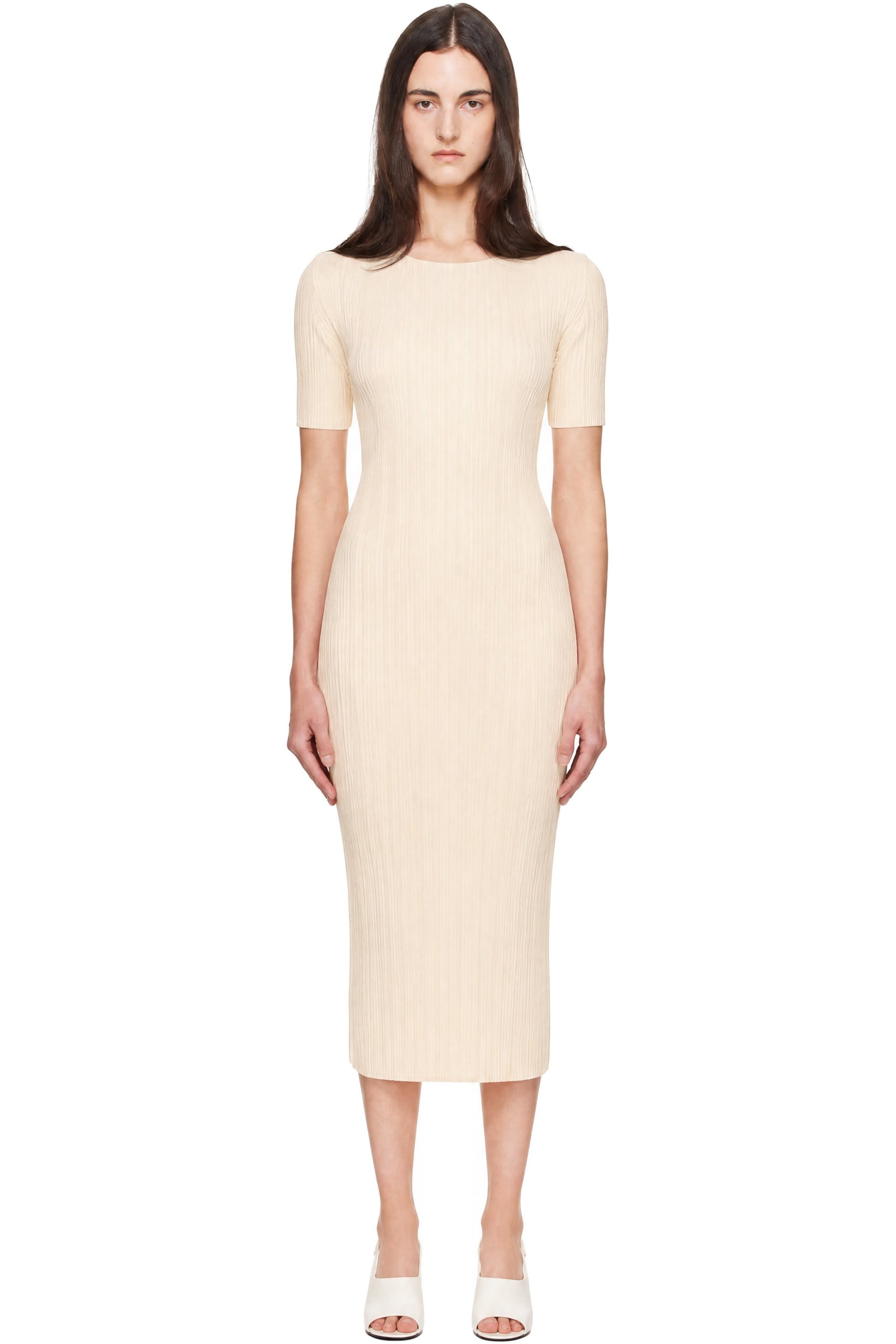PLEATS PLEASE ISSEY MIYAKE - Off-White Monthly Colors August Midi Dress