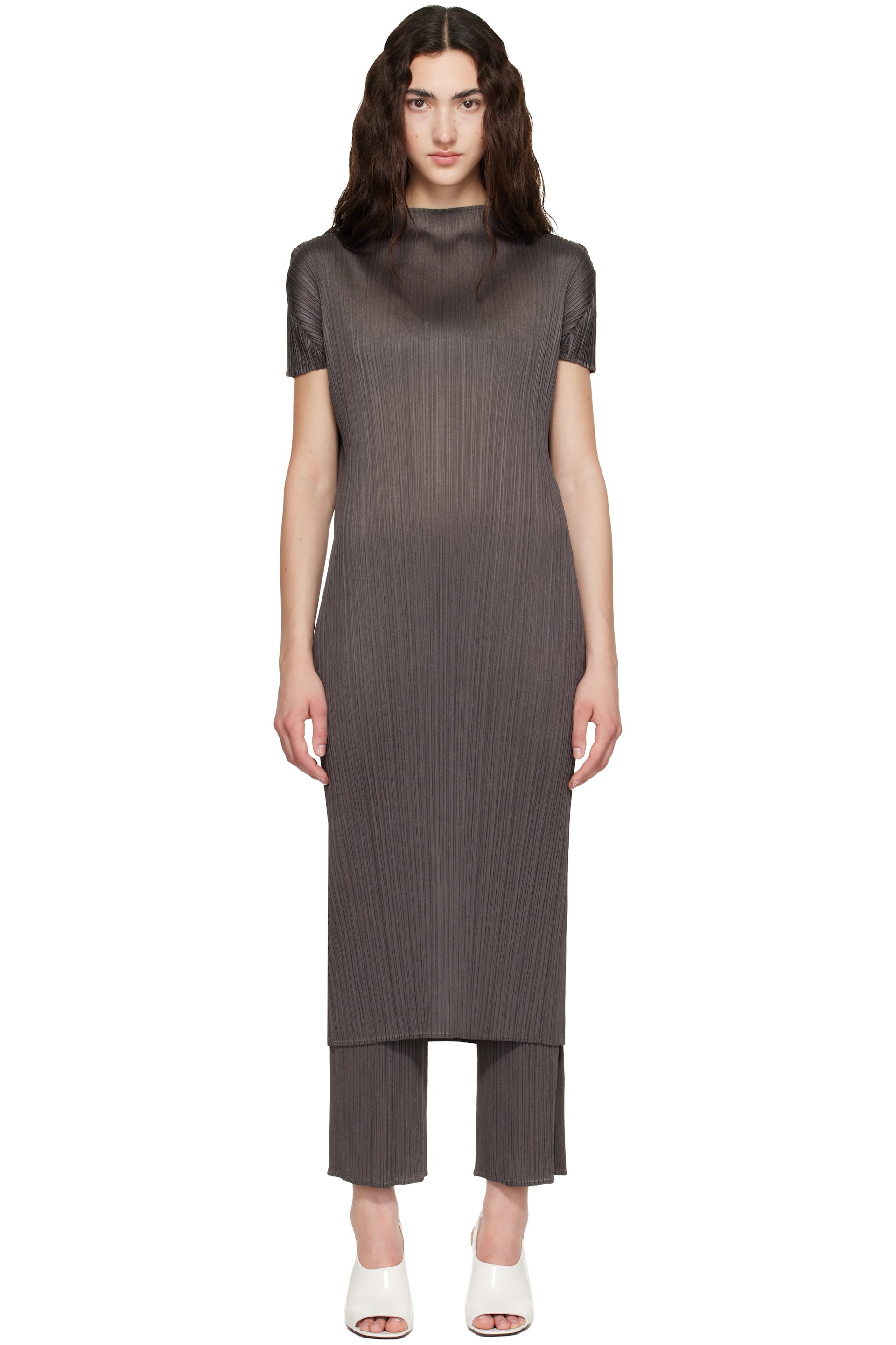 PLEATS PLEASE ISSEY MIYAKE - Gray Monthly Colors June Midi Dress
