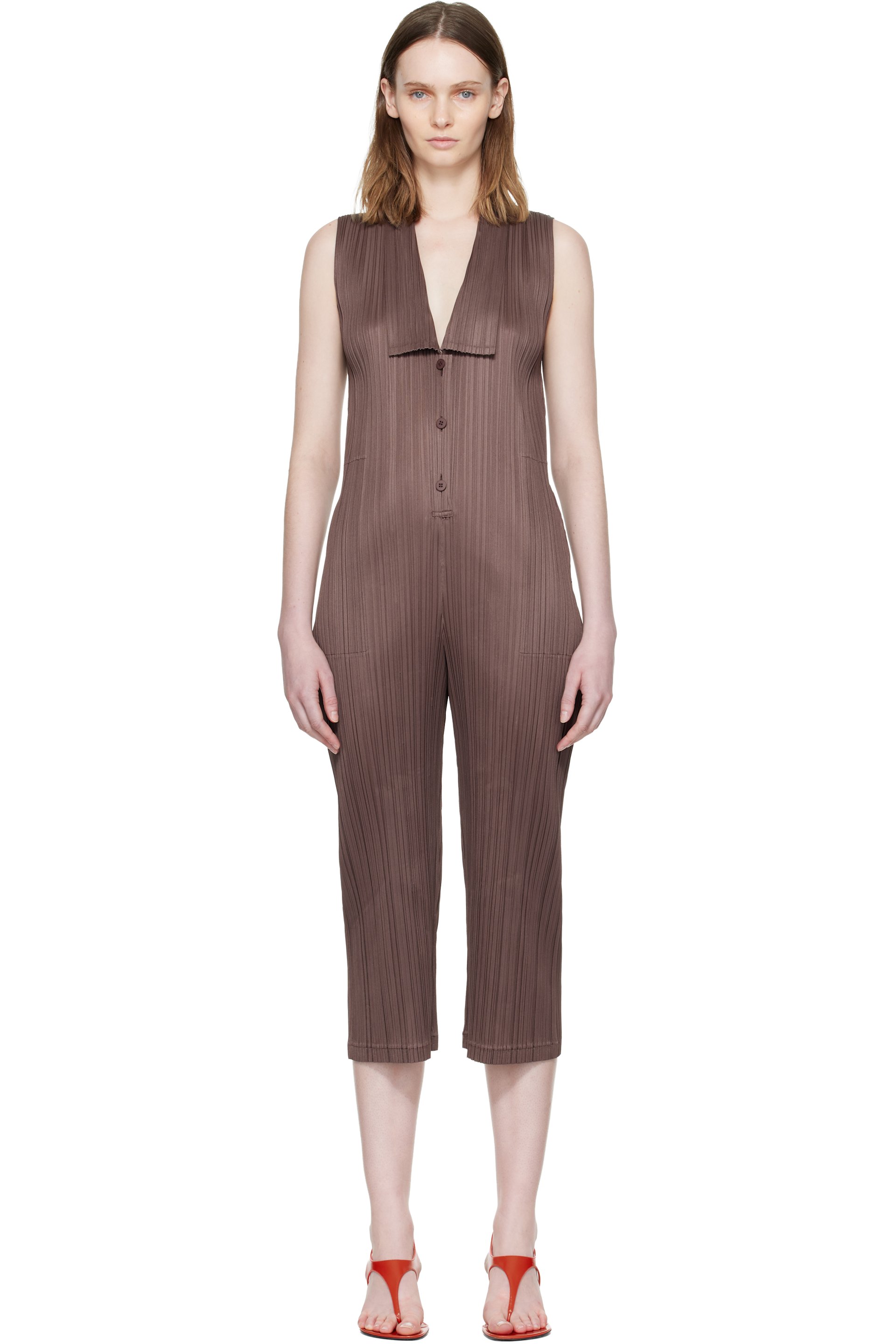 PLEATS PLEASE ISSEY MIYAKE - Brown Loop Bottoms Jumpsuit