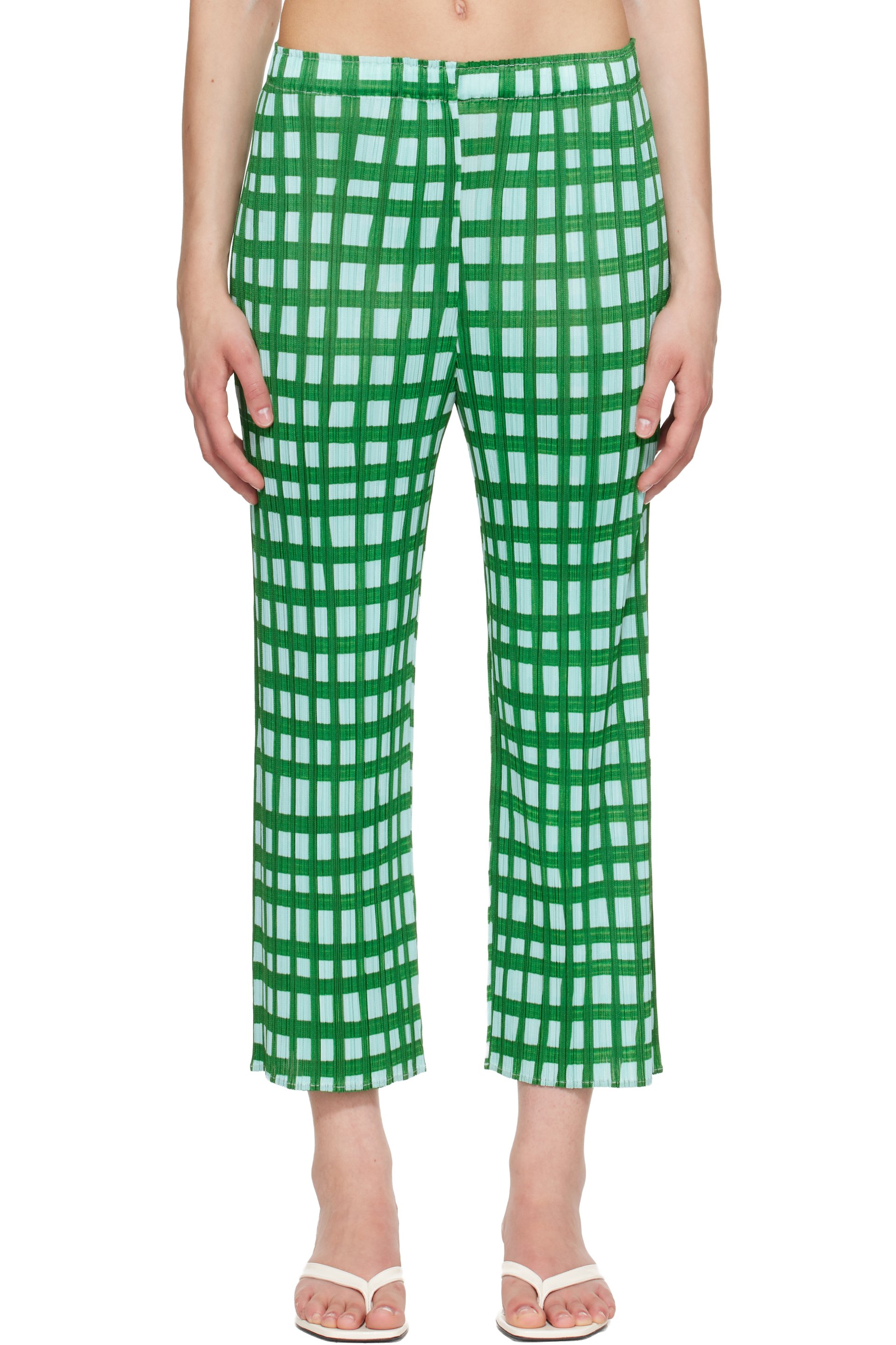 PLEATS PLEASE ISSEY MIYAKE - Green Basket Trousers