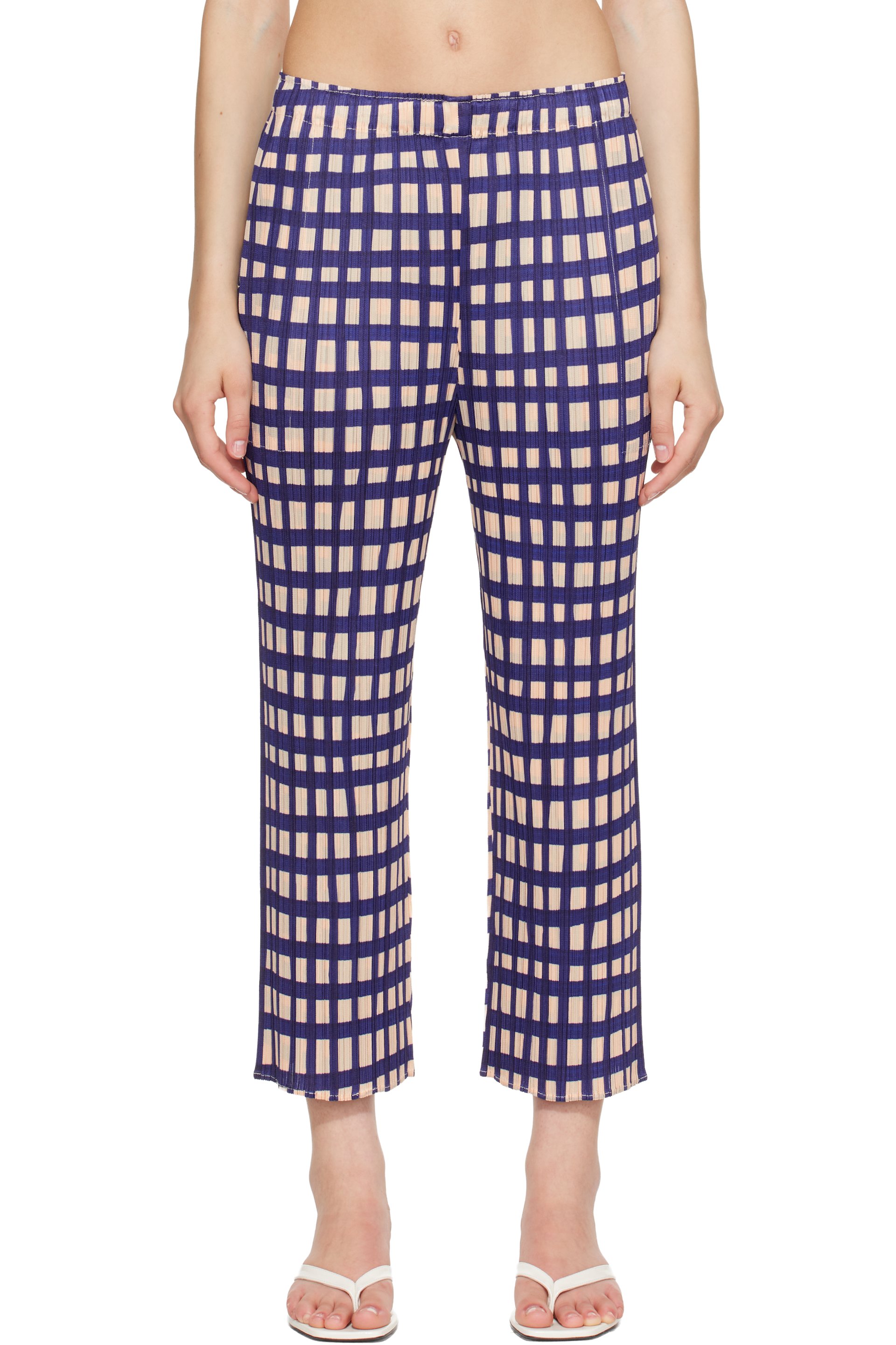 PLEATS PLEASE ISSEY MIYAKE - Navy Basket Trousers