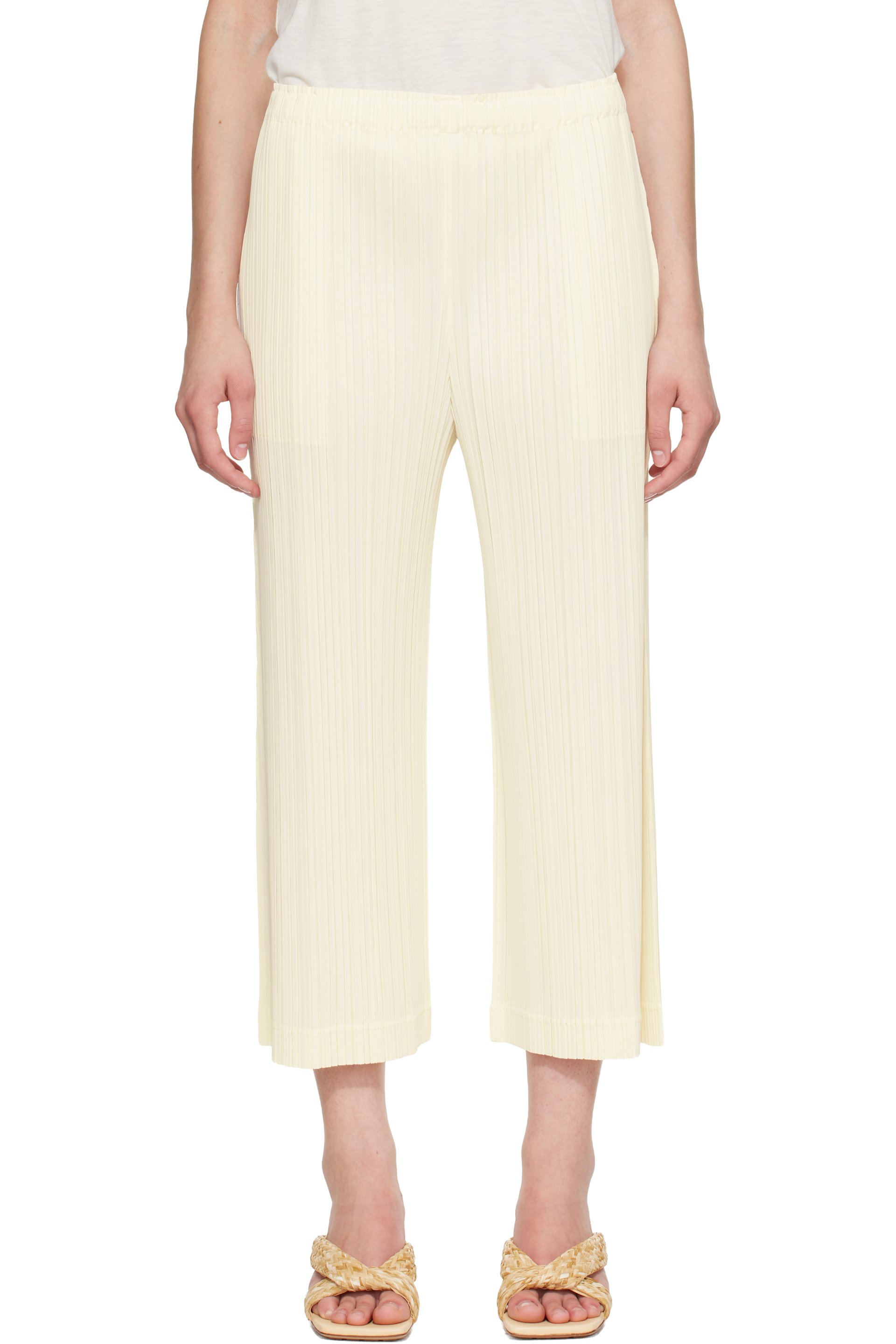 PLEATS PLEASE ISSEY MIYAKE - Off-White Opaque Trousers