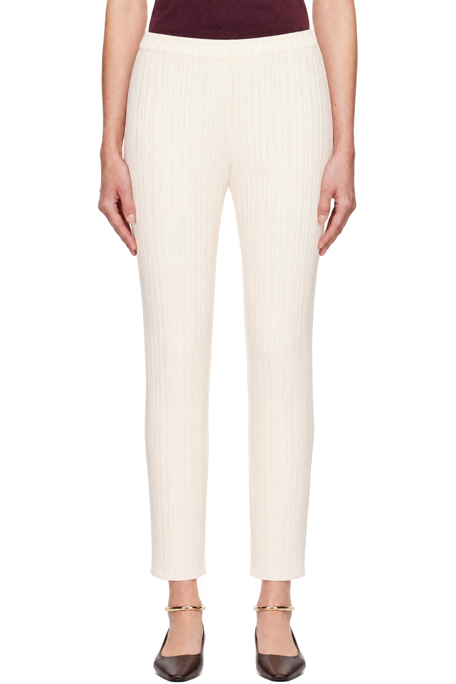 PLEATS PLEASE ISSEY MIYAKE - Off-White Monthly Colors August Trousers