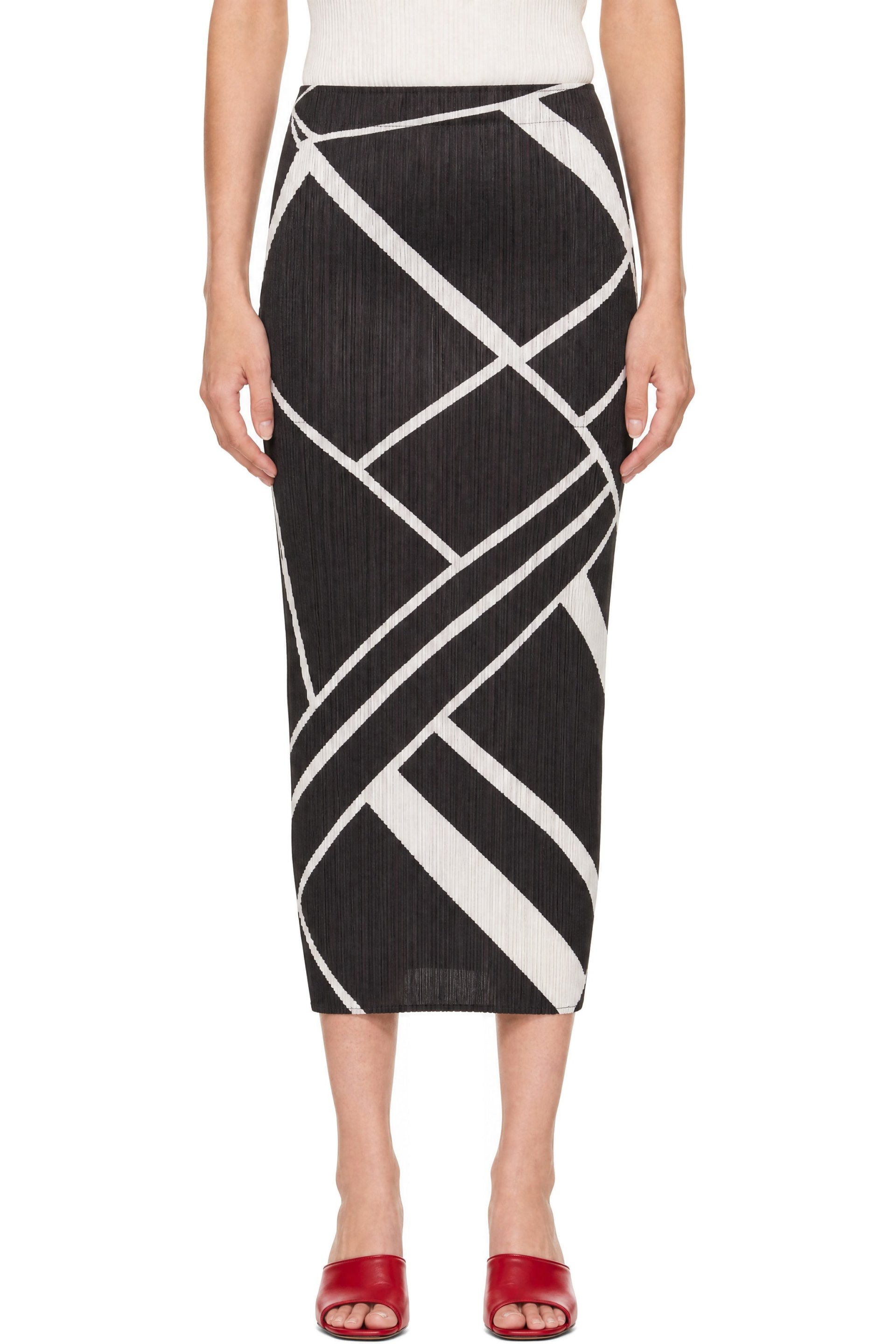 PLEATS PLEASE ISSEY MIYAKE - Brown Fold Lines Maxi Skirt