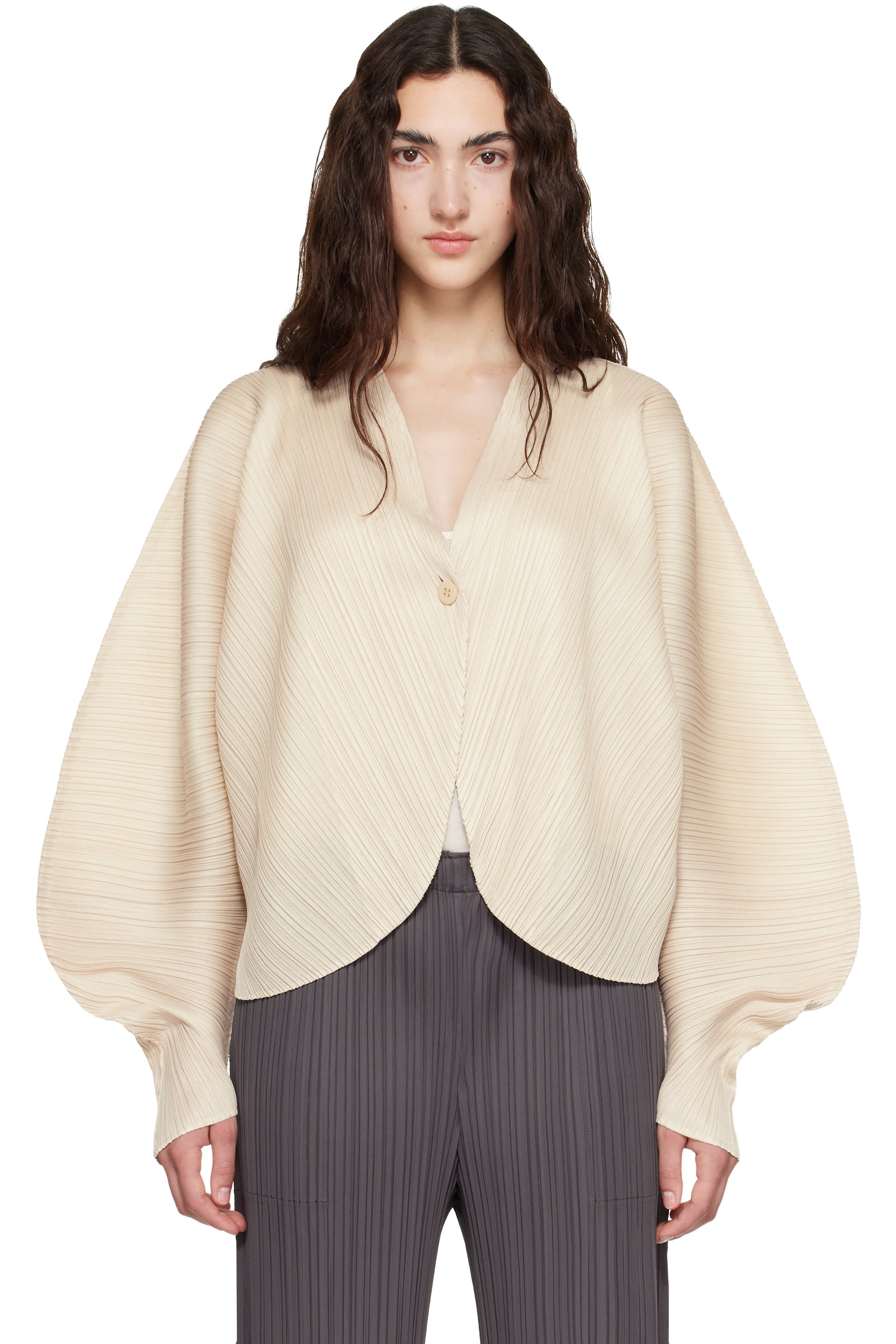 PLEATS PLEASE ISSEY MIYAKE - Beige Coast Cardigan
