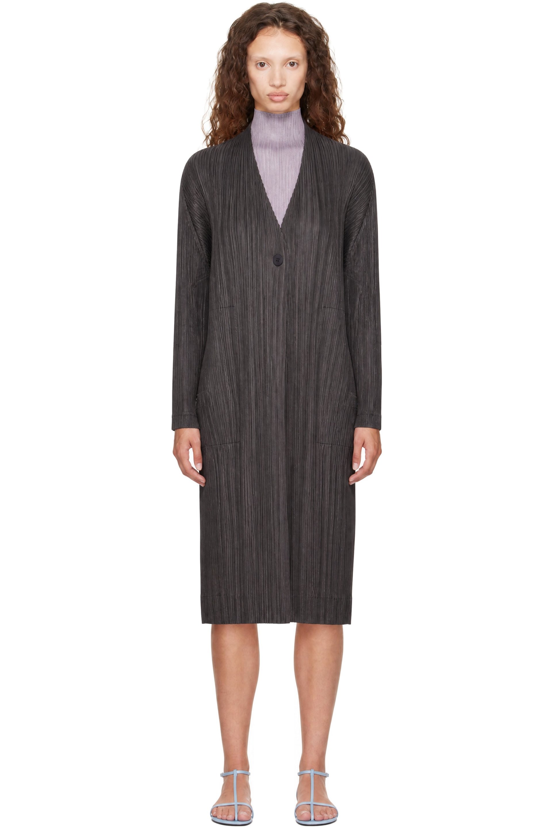 PLEATS PLEASE ISSEY MIYAKE - Gray Pleats Coat Cardigan