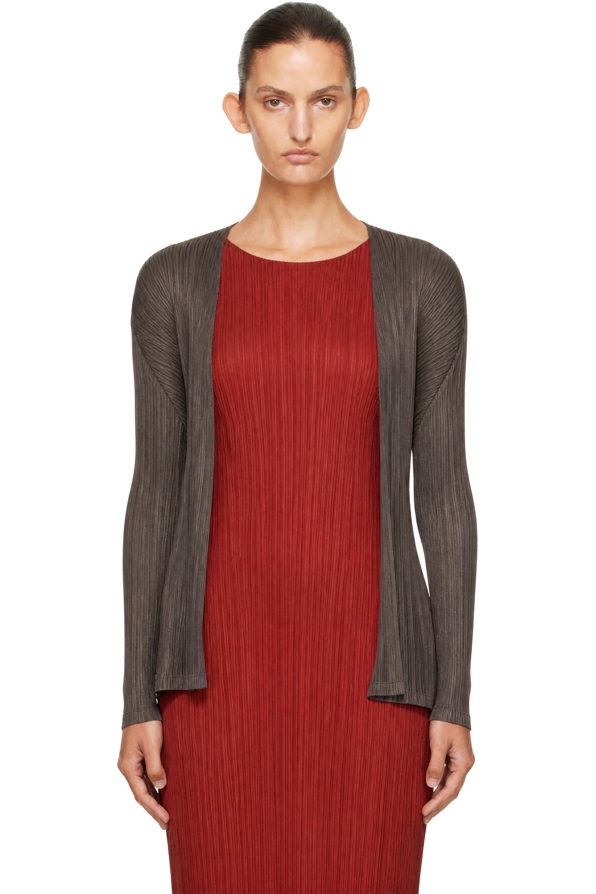 PLEATS PLEASE ISSEY MIYAKE - Gray Mellow Pleats Cardigan