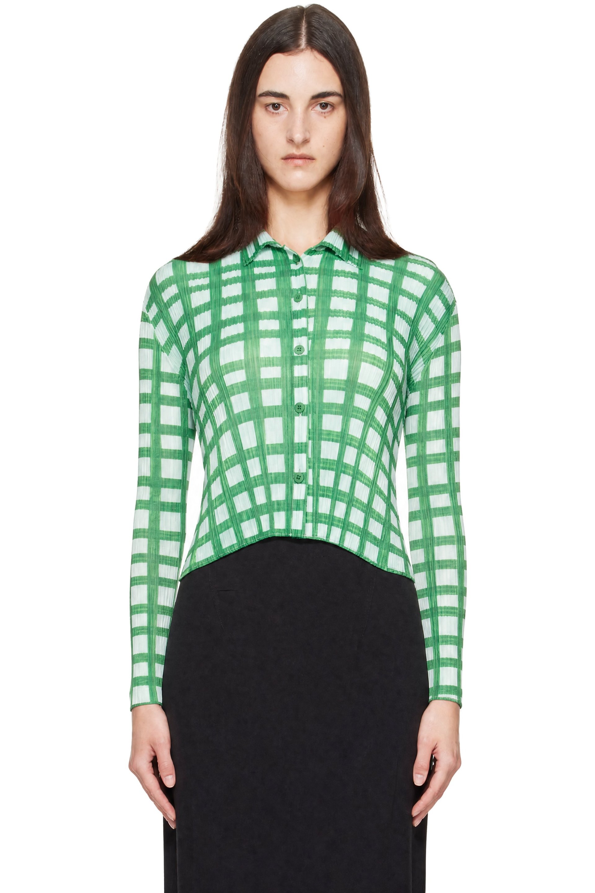 PLEATS PLEASE ISSEY MIYAKE - Green & Blue Basket Shirt
