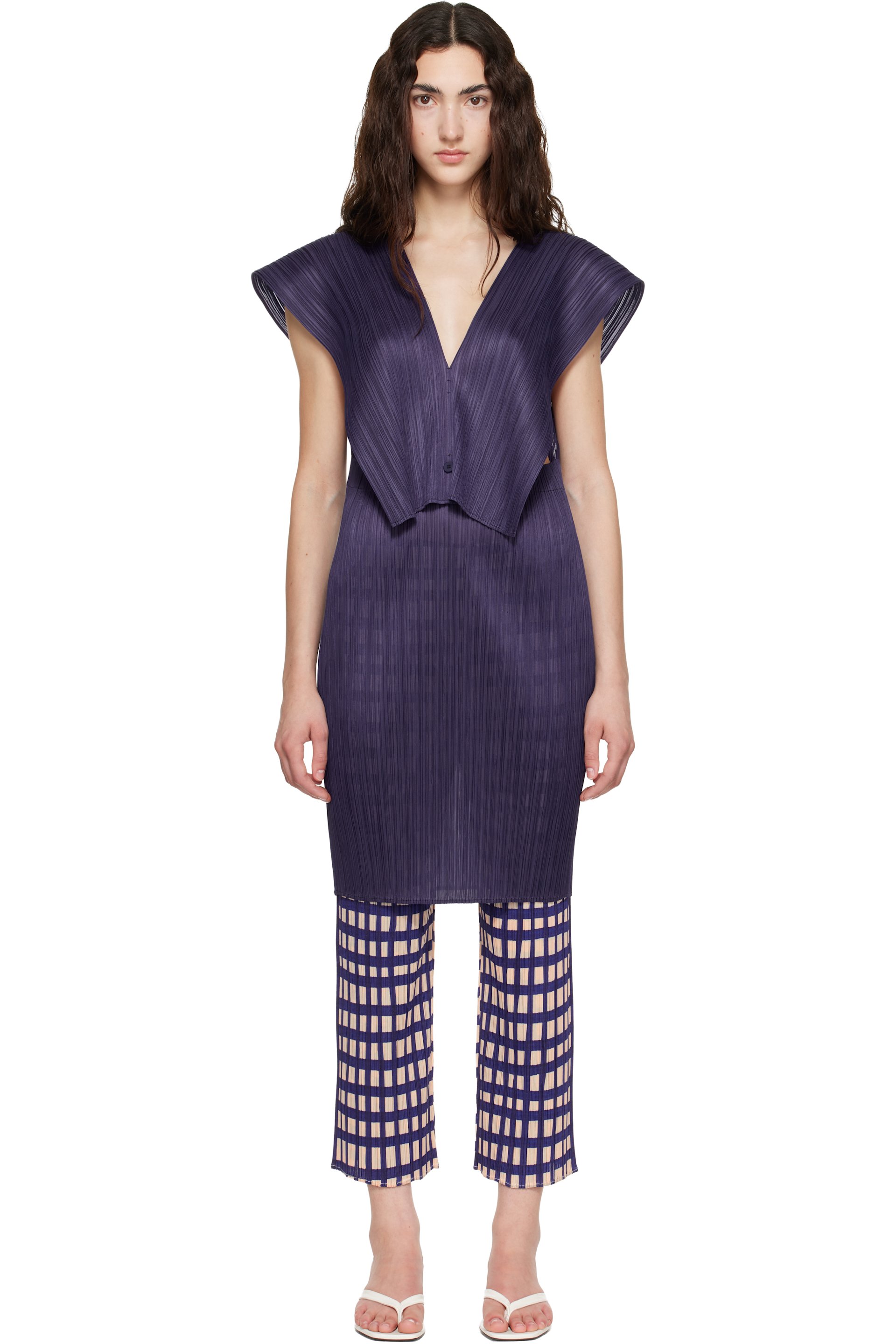 PLEATS PLEASE ISSEY MIYAKE - Navy Lucid Pleats Top